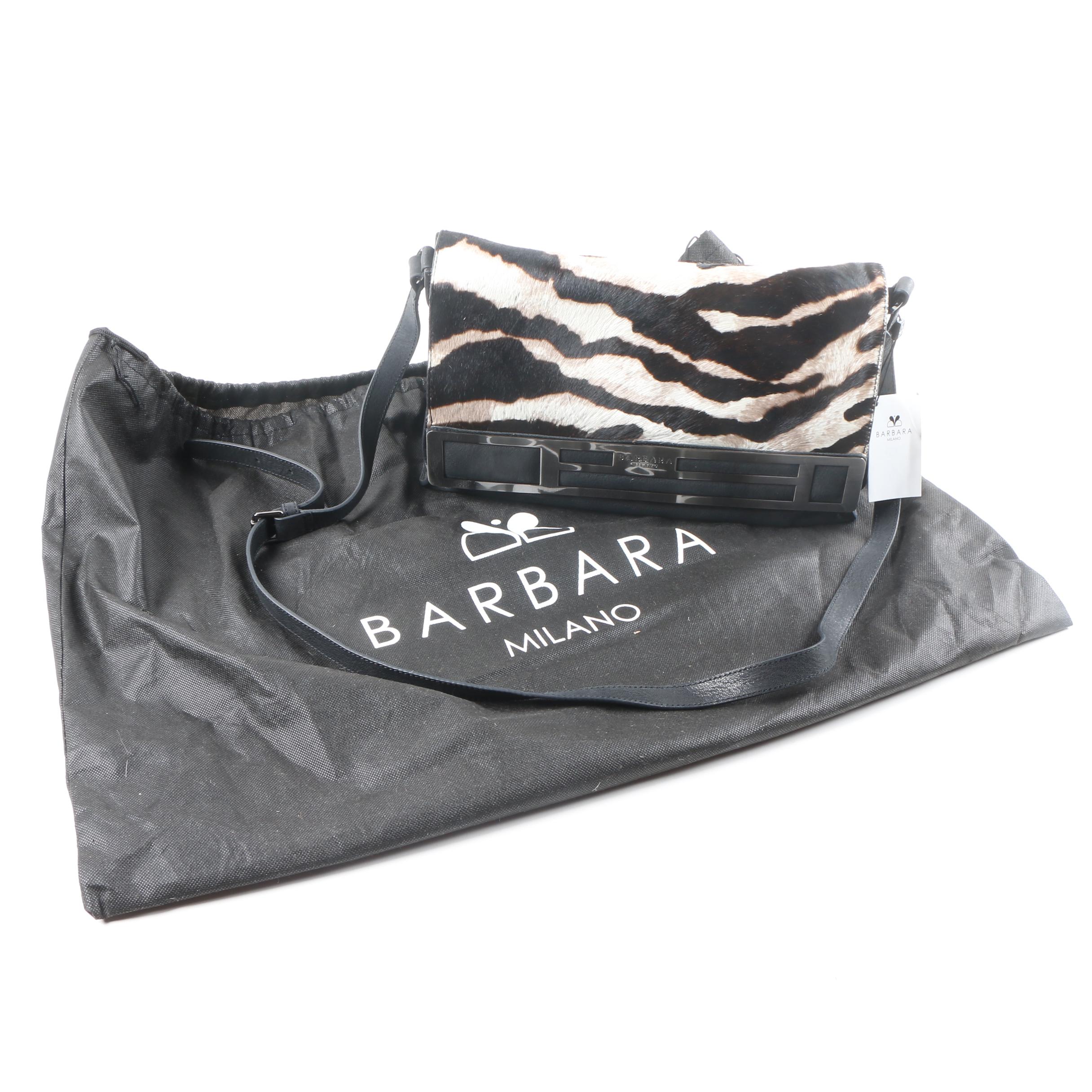 Barbara Milano Leather and Calf Fur Crossbody Bag