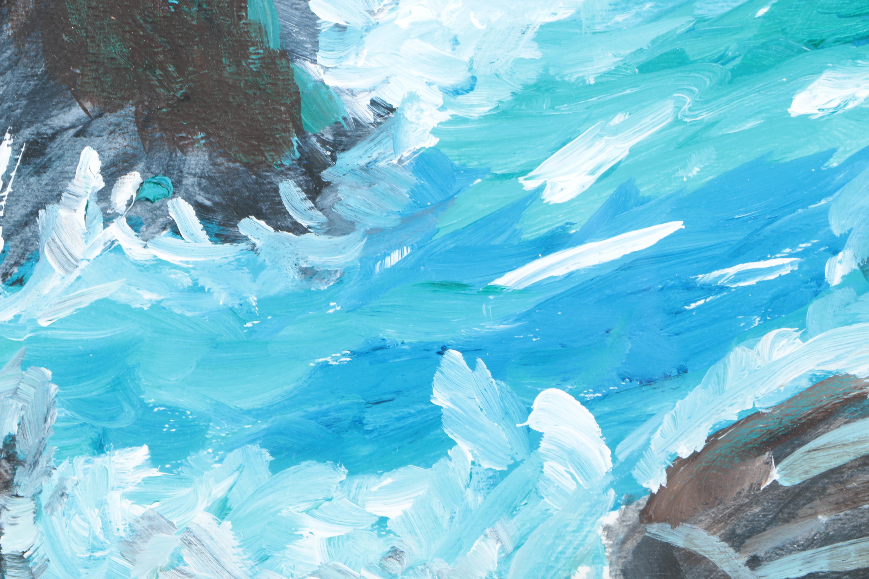 Acrylic Painting on Paper of Ocean Scene