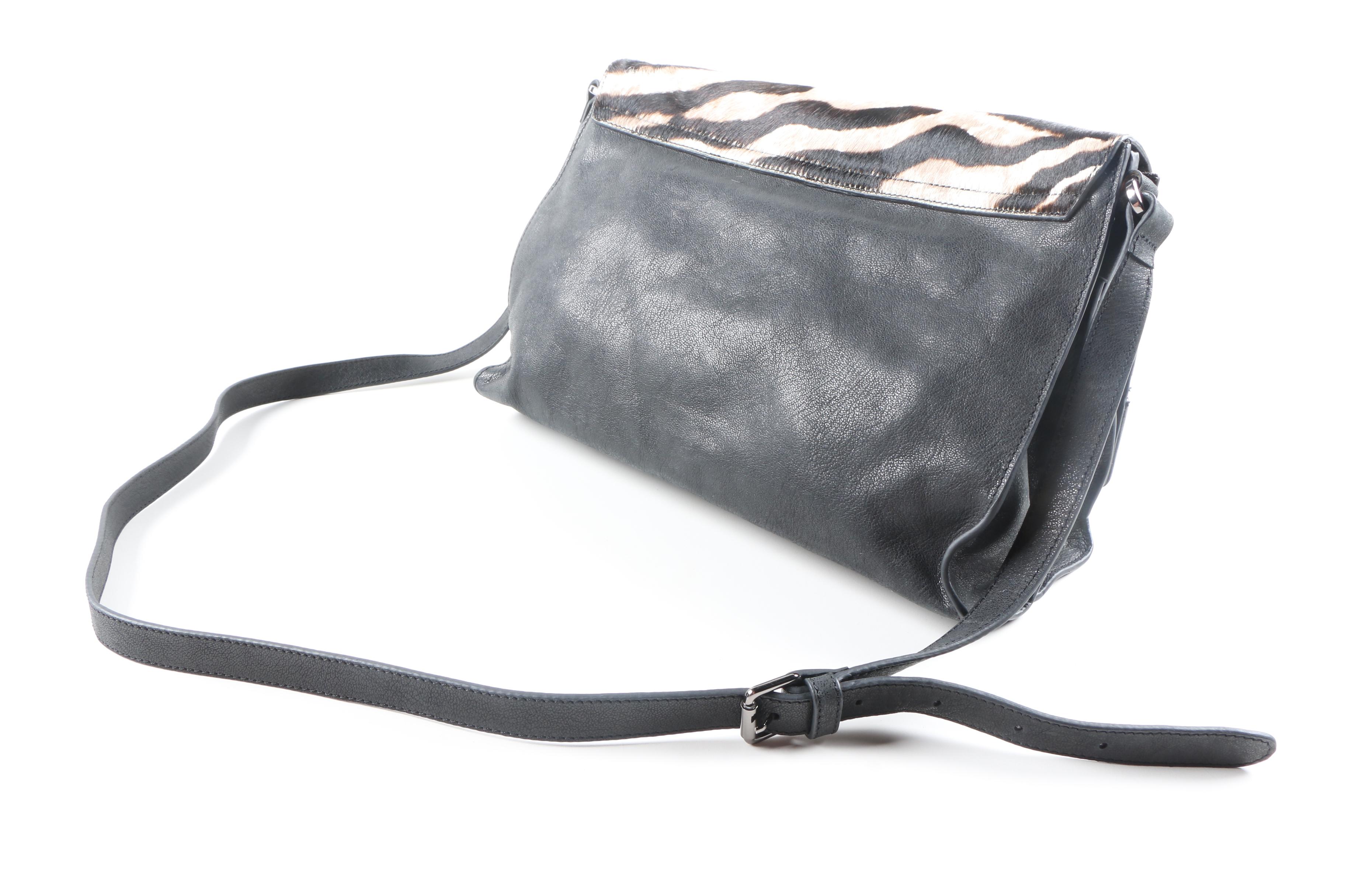 Barbara Milano Leather and Calf Fur Crossbody Bag