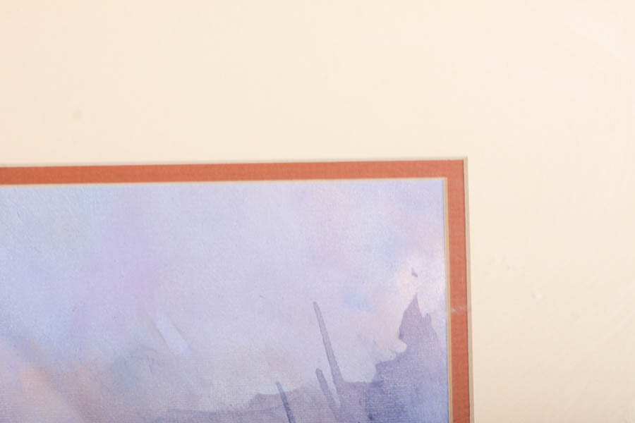 Offset Lithograph on Paper After Painting of Early Morning Fly Fishing Scene