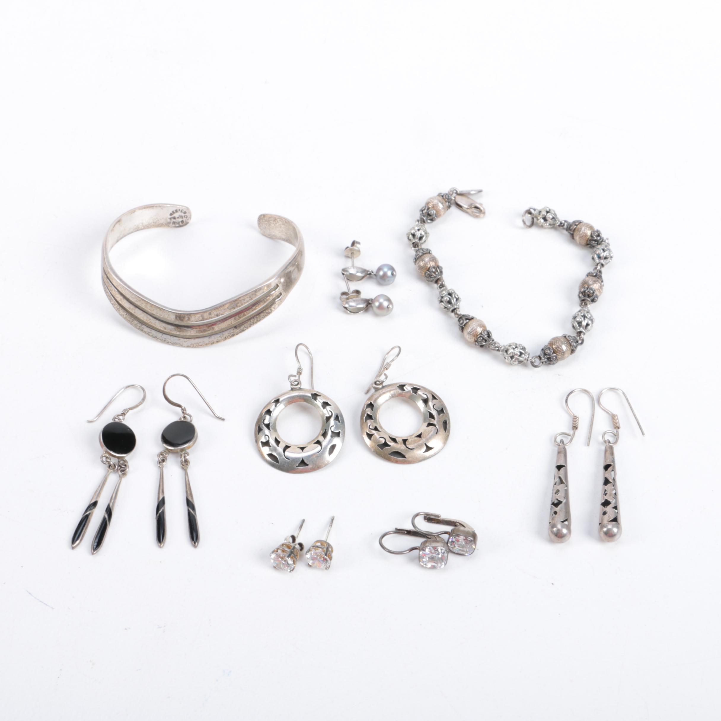 Sterling Silver Earrings and Bracelets
