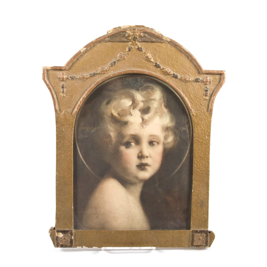 Vintage Framed Lithograph of the Christ Child