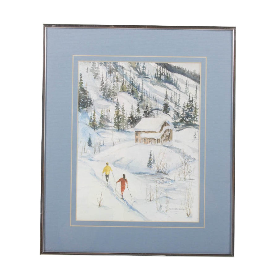 Dejulio Offset Lithograph of Skiers