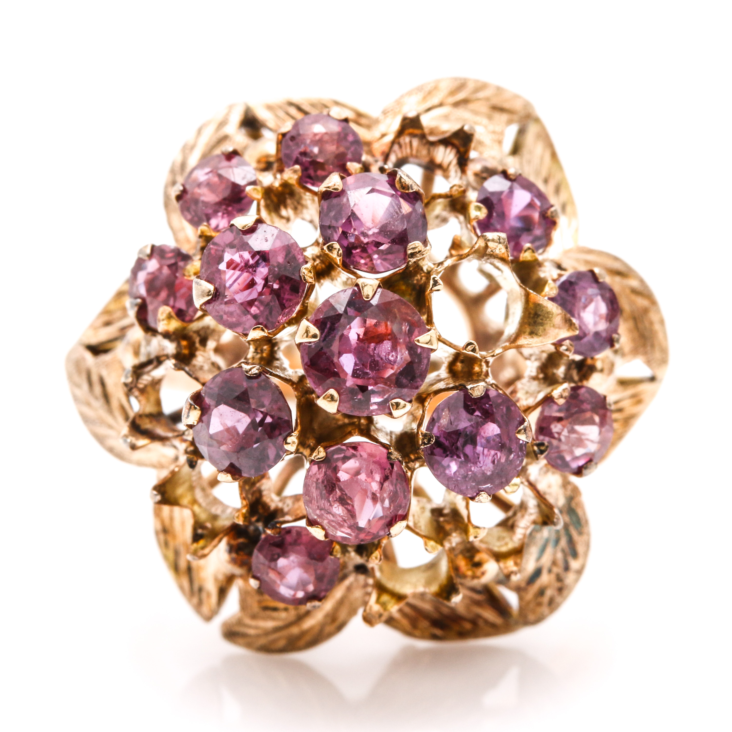 10K Yellow Gold and Sapphire Cluster Rings