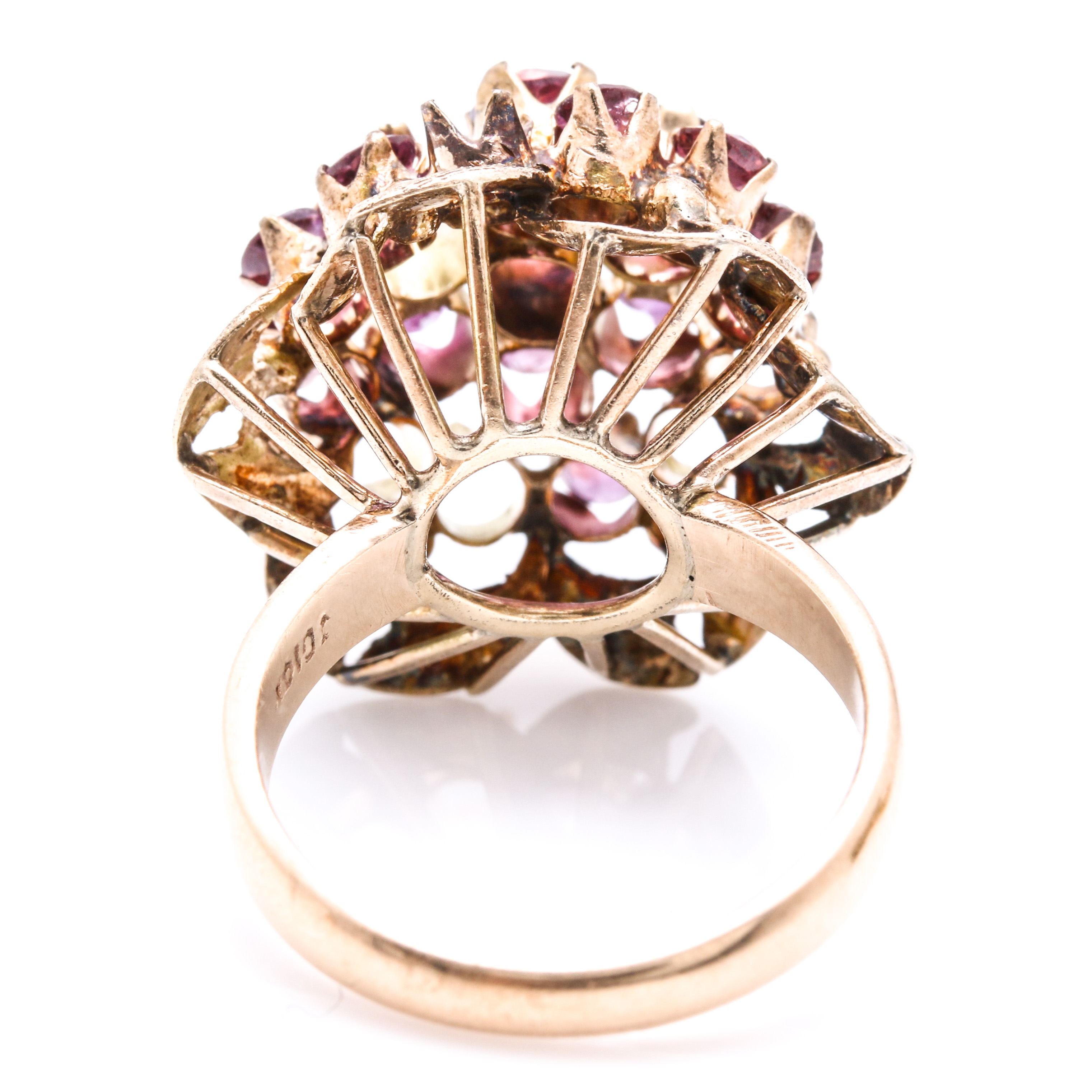 10K Yellow Gold and Sapphire Cluster Rings