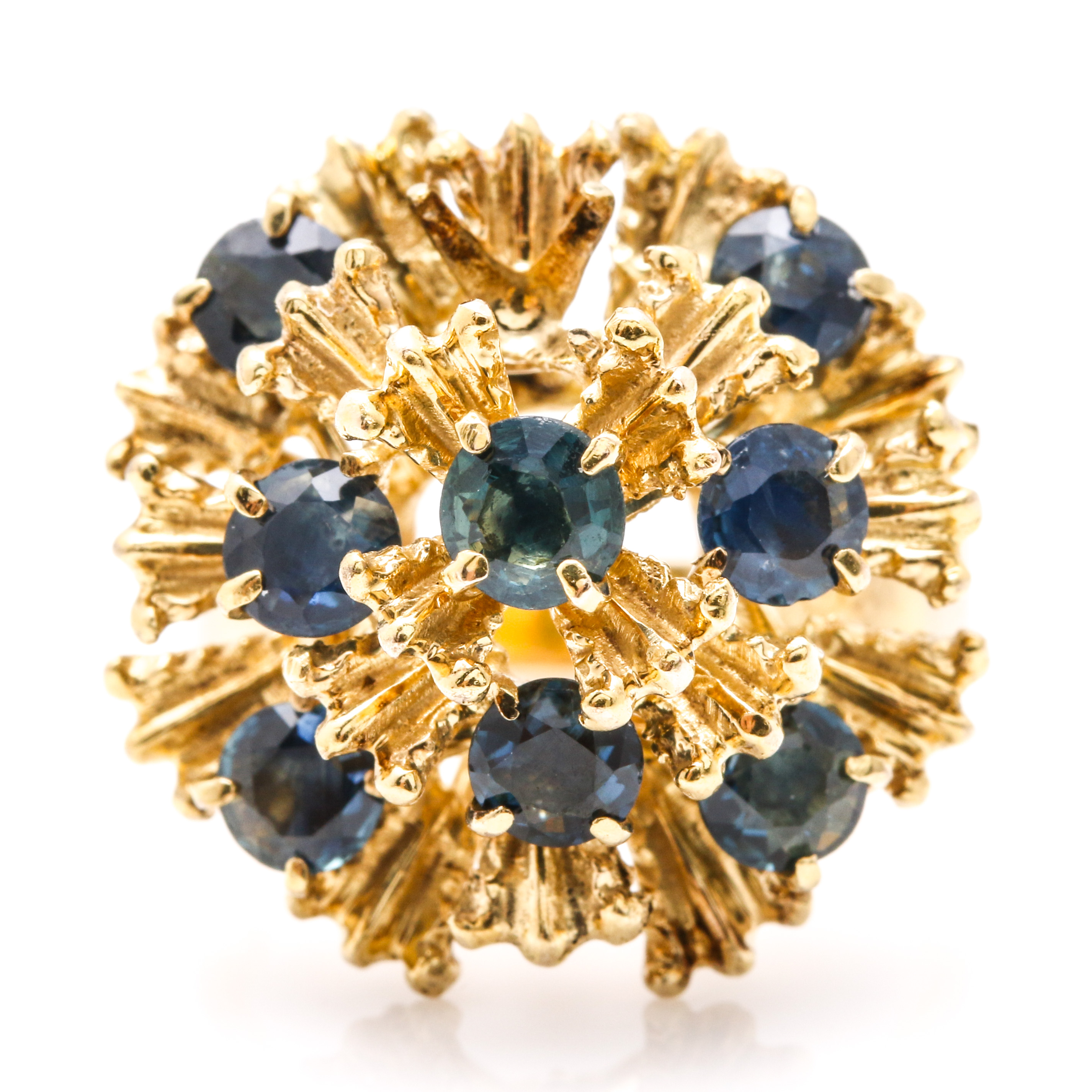 10K Yellow Gold and Sapphire Cluster Rings