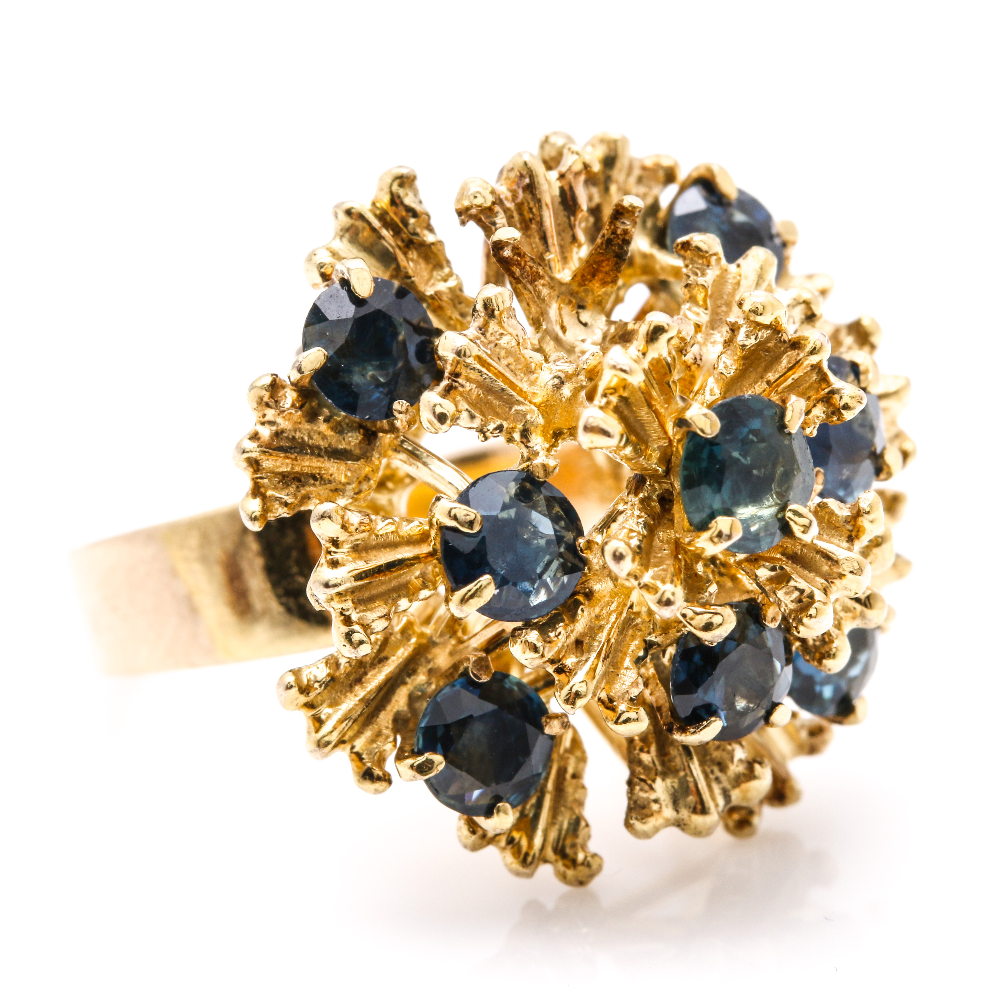 10K Yellow Gold and Sapphire Cluster Rings
