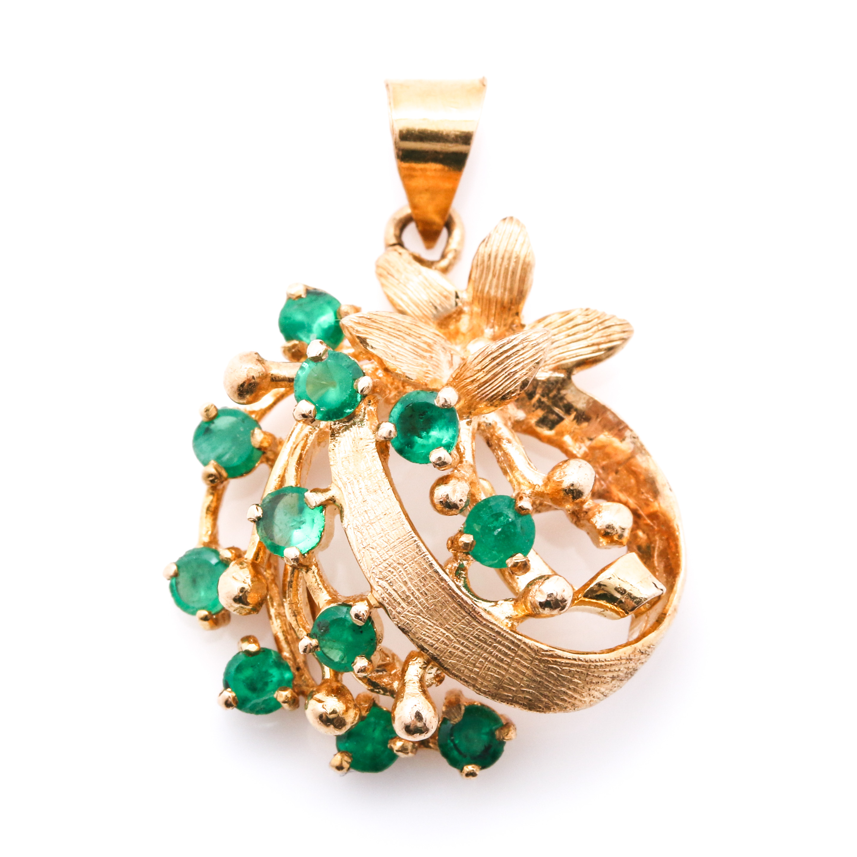 14K Yellow Gold Emerald Pendant