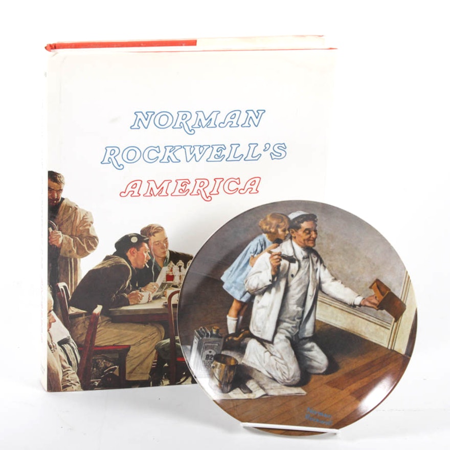 Norman Rockwell Book and Commemorative Plate