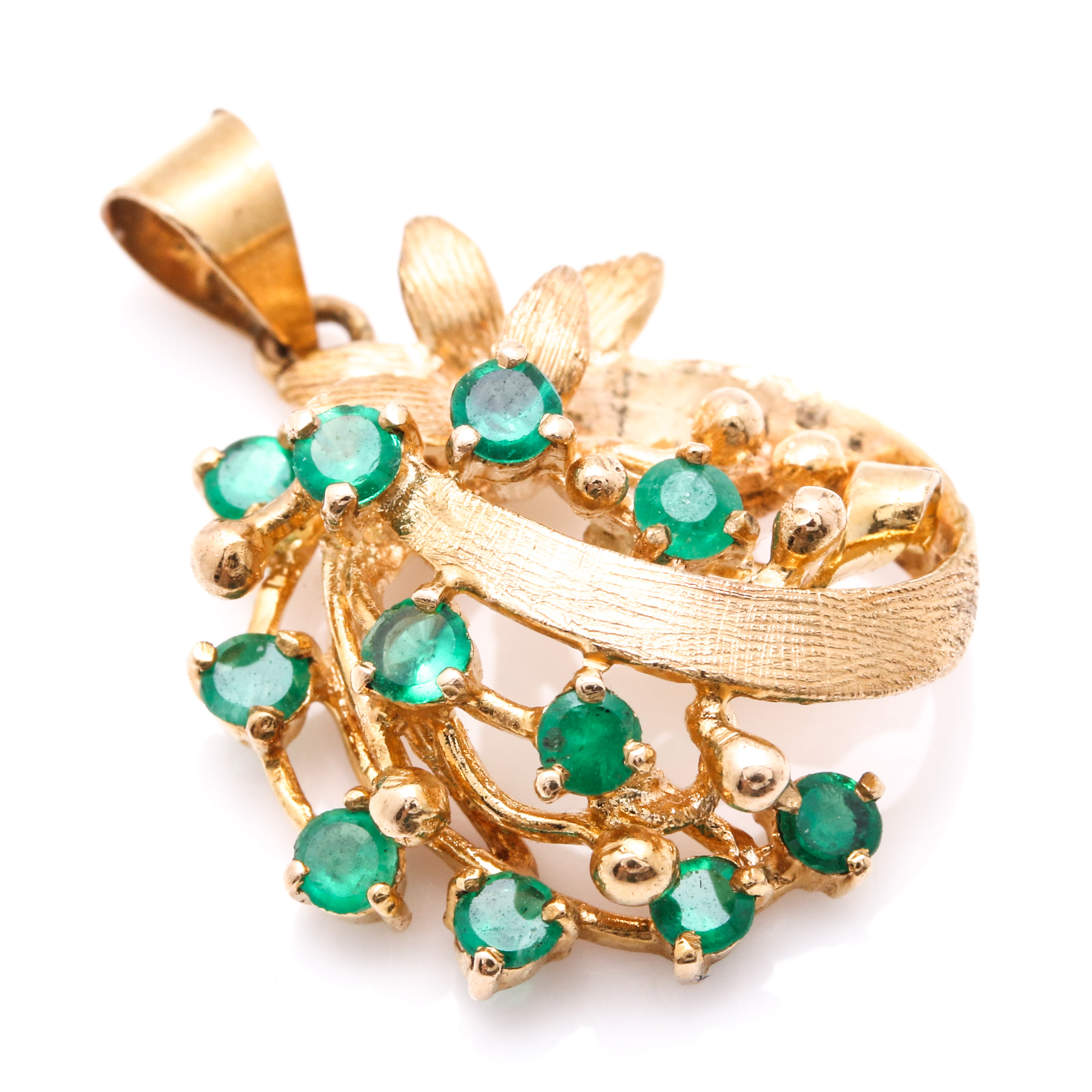 14K Yellow Gold Emerald Pendant