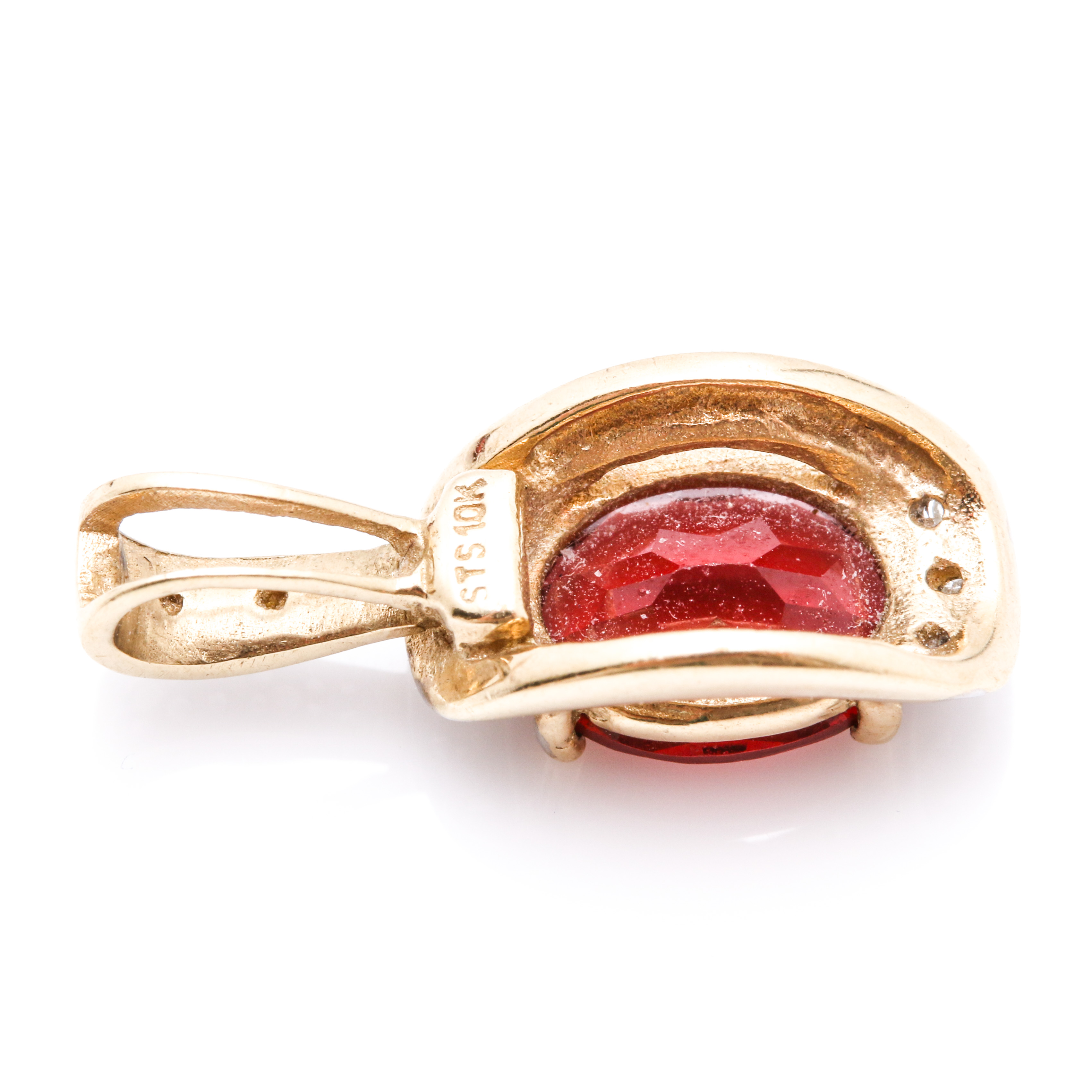 10K Yellow Gold Garnet Diamond Earrings and Pendant