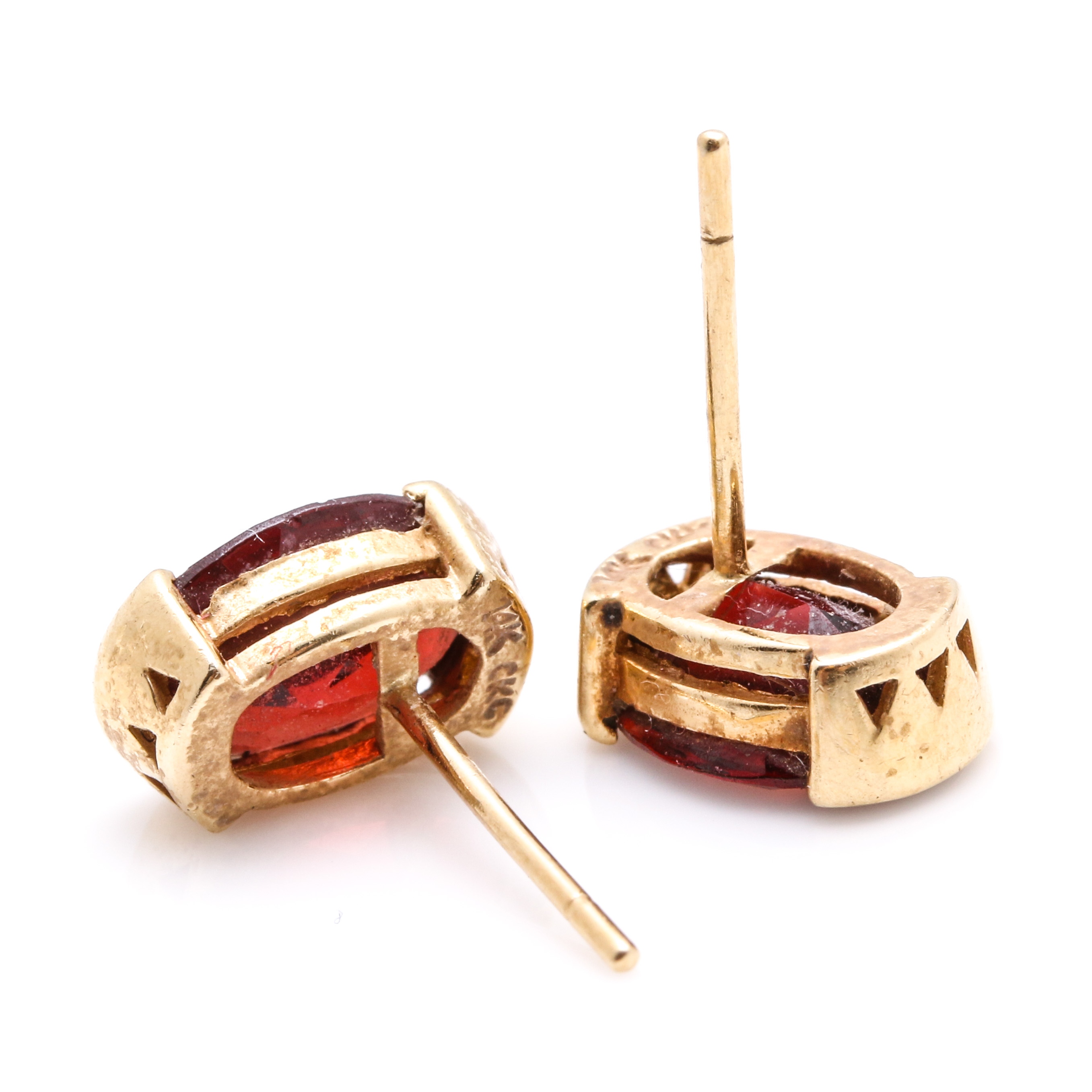 14K Yellow Gold Garnet and Cubic Zirconia Earrings