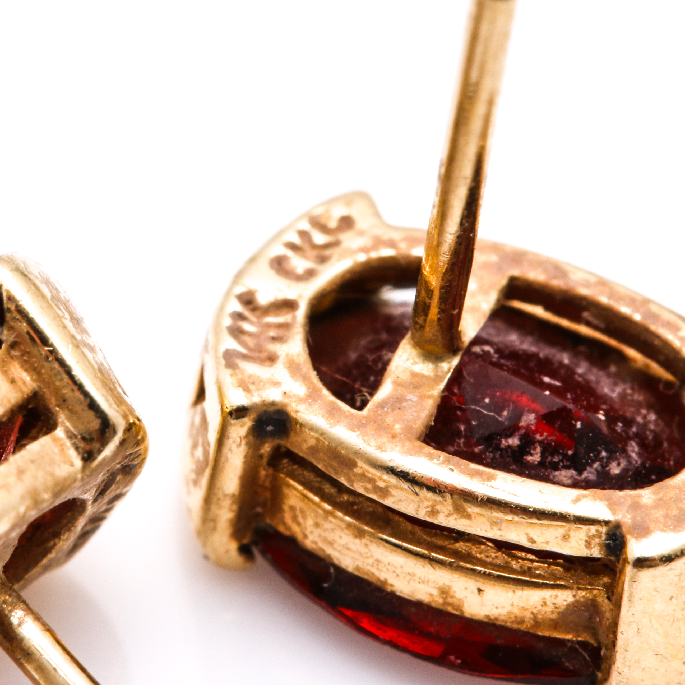 14K Yellow Gold Garnet and Cubic Zirconia Earrings