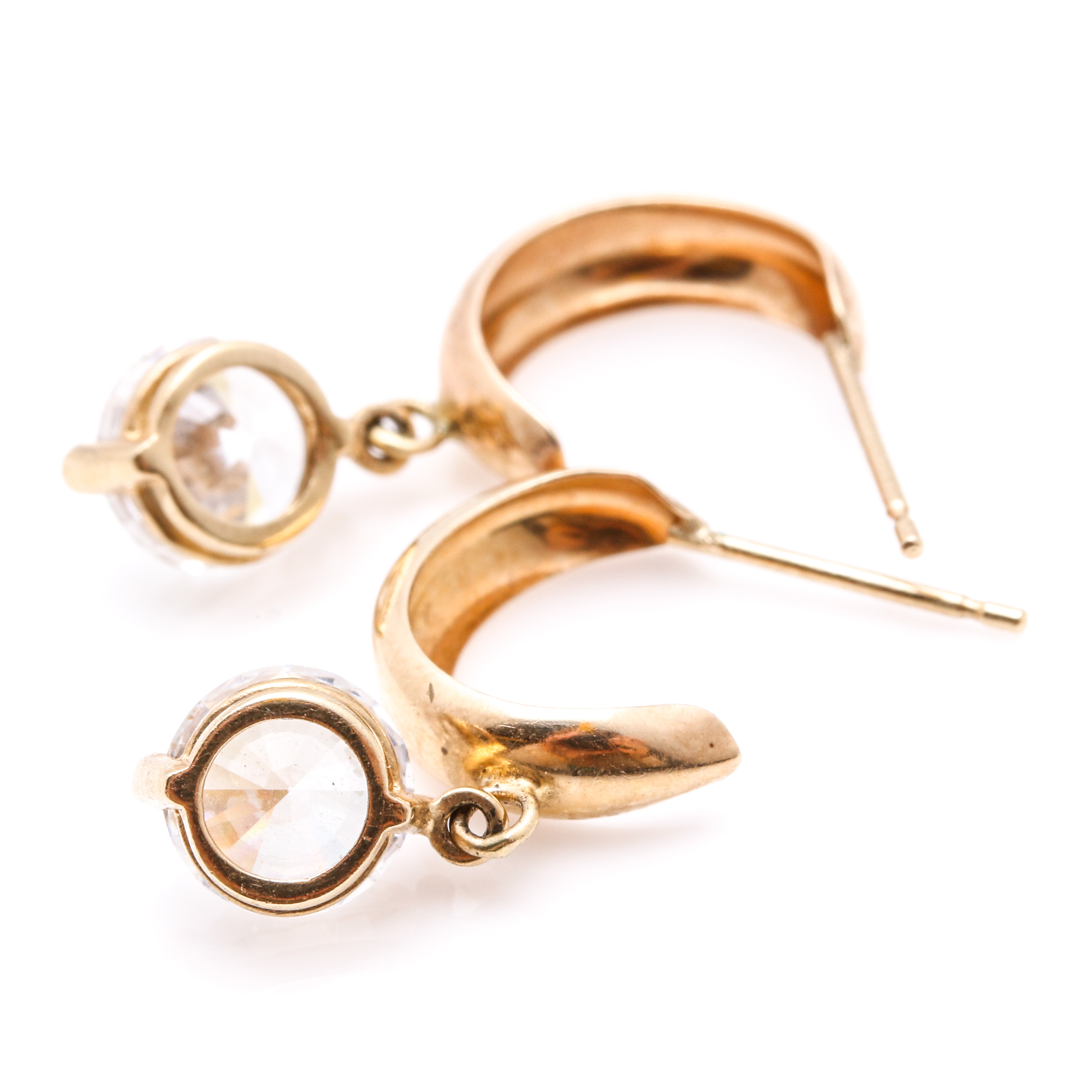 14K Yellow Gold Garnet and Cubic Zirconia Earrings