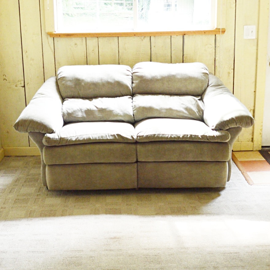 Olive Green Plush Loveseat