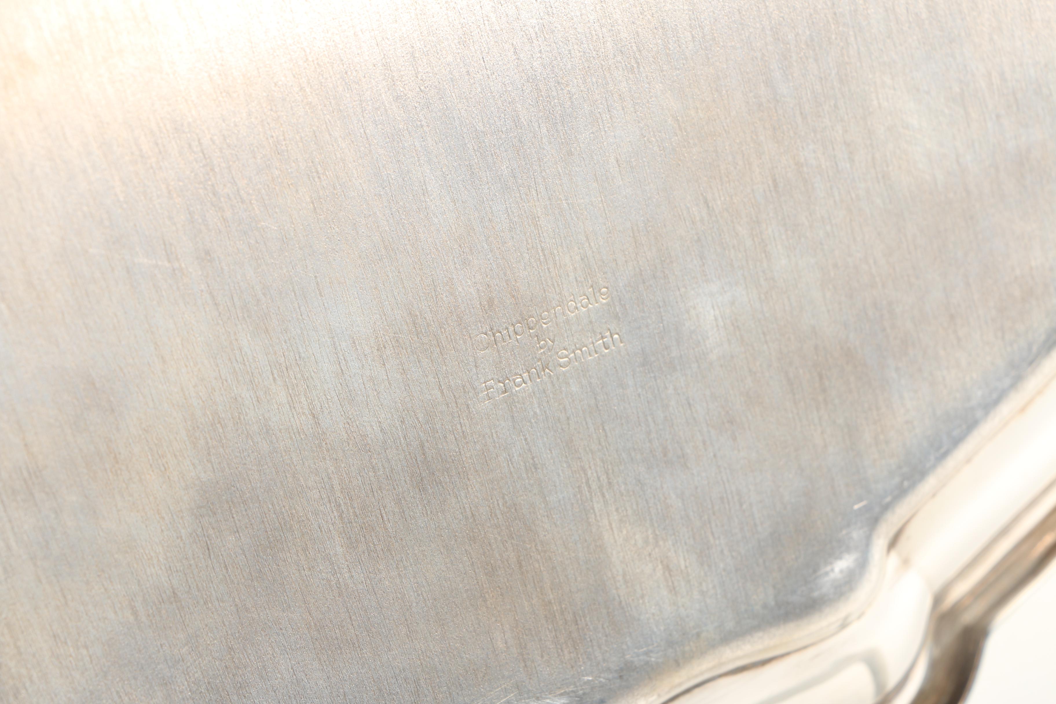 Personalized Frank Smith "Chippendale" Sterling Silver Tray With Sterling Rimmed Coasters