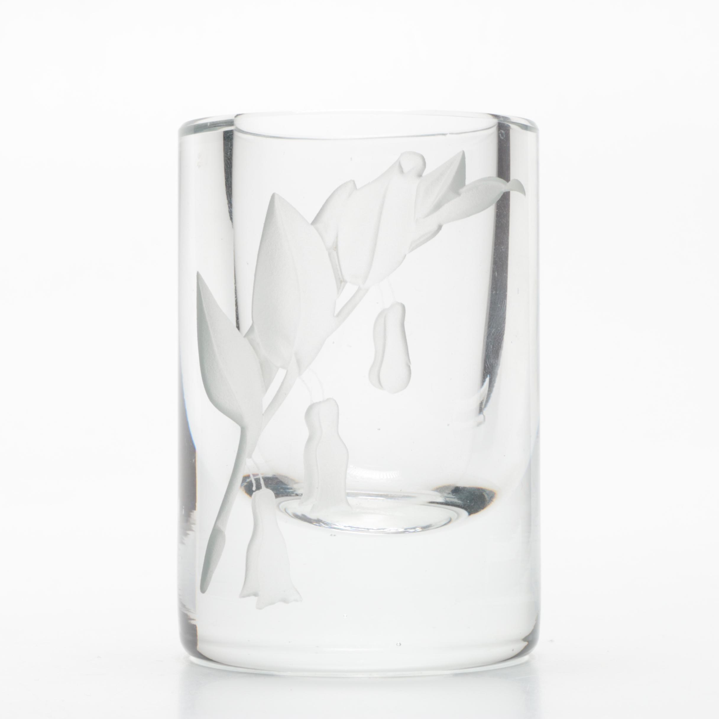 Larry Mayse Etched Glass Votive