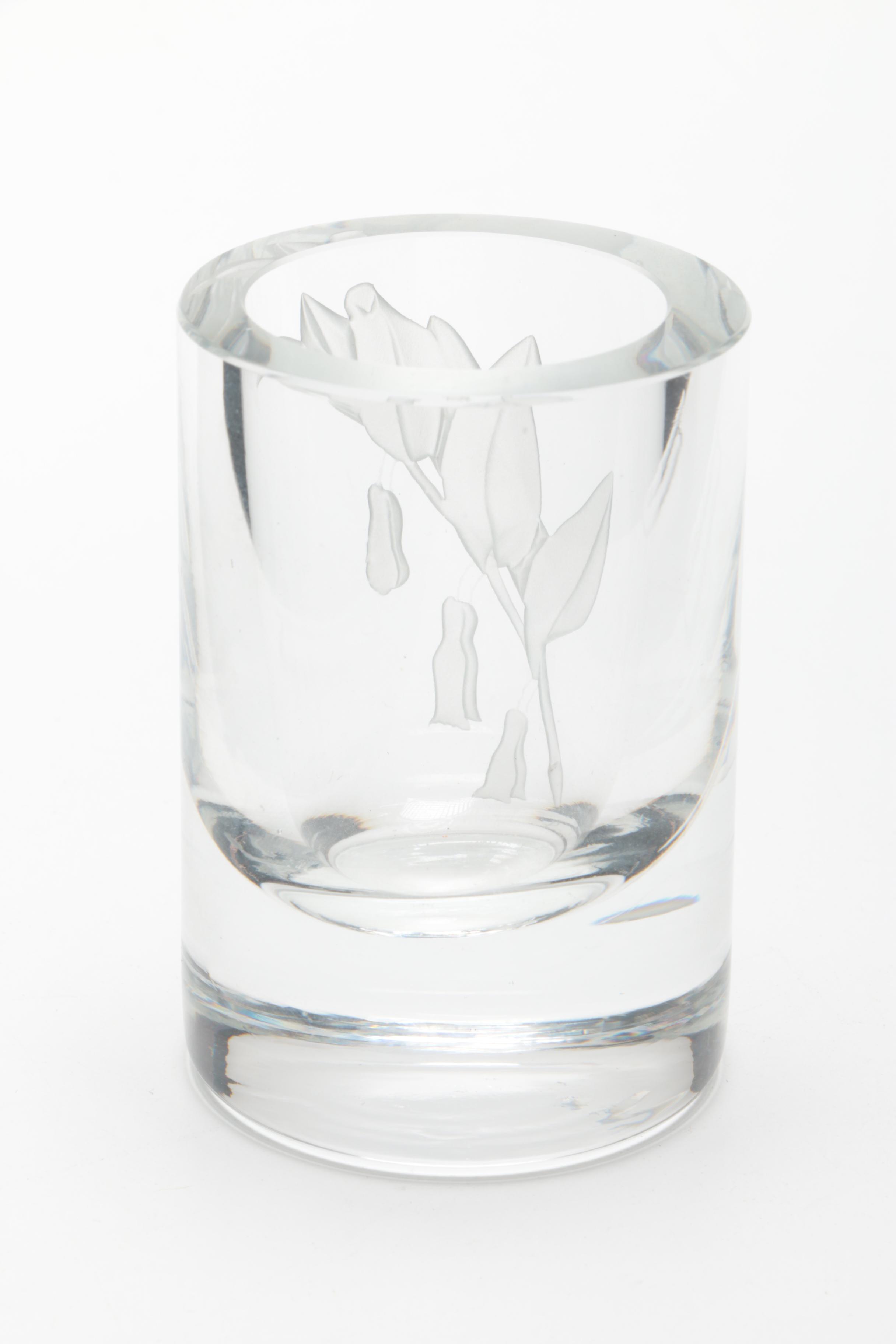 Larry Mayse Etched Glass Votive