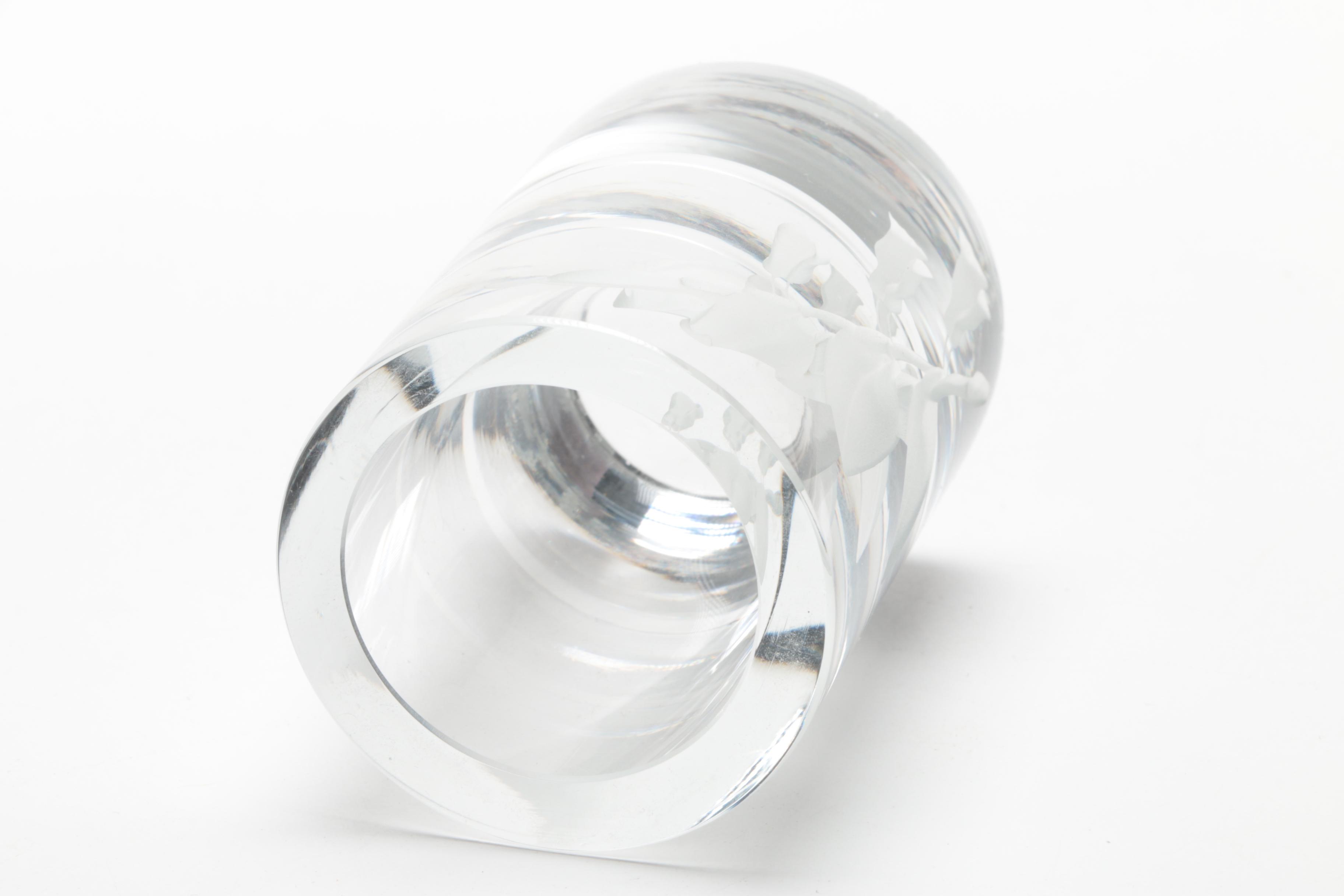 Larry Mayse Etched Glass Votive