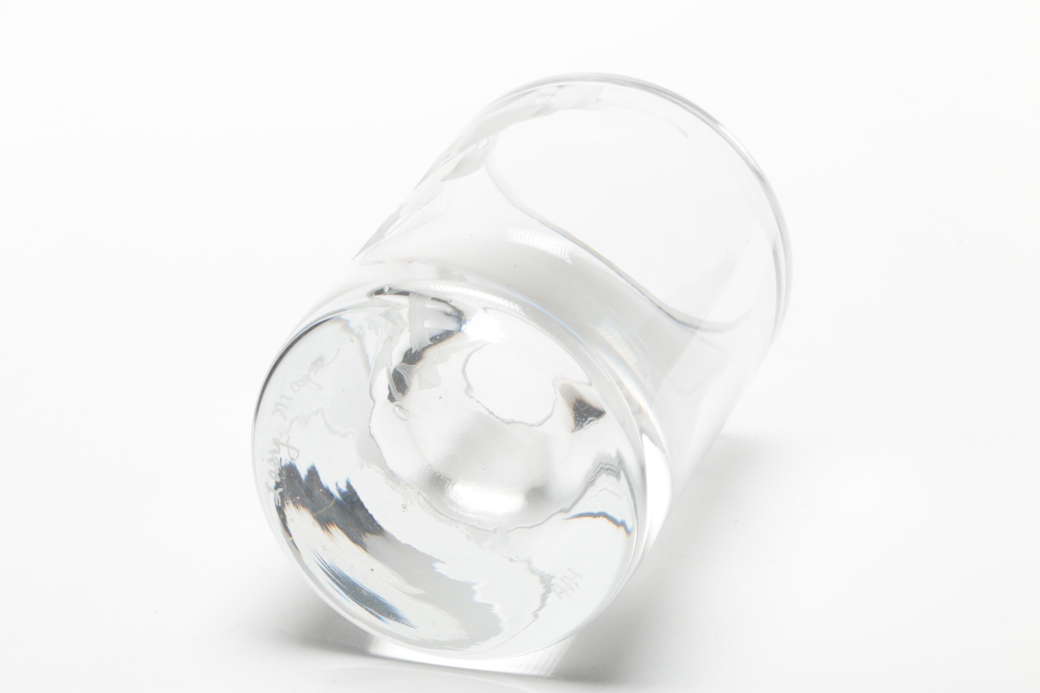 Larry Mayse Etched Glass Votive