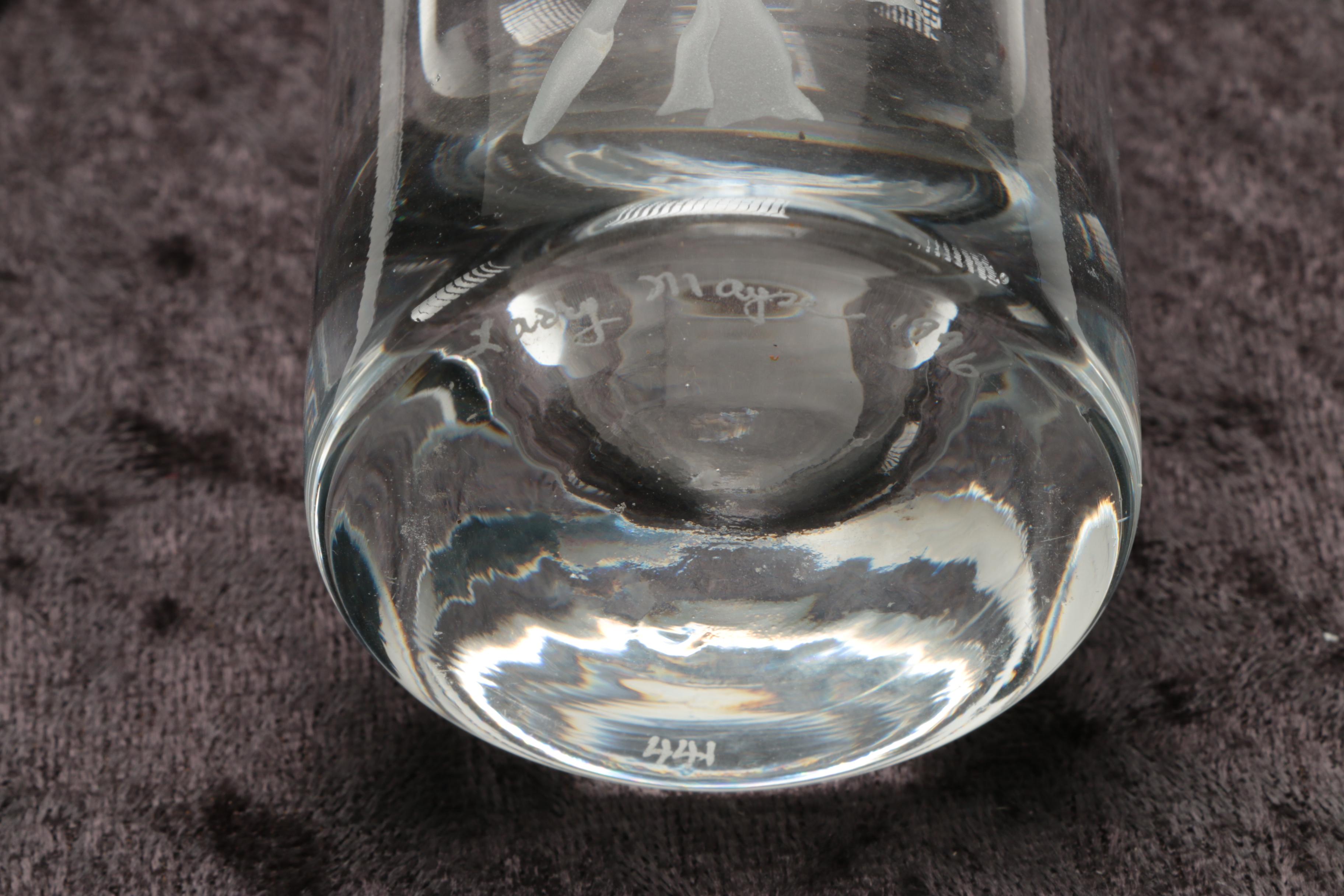 Larry Mayse Etched Glass Votive