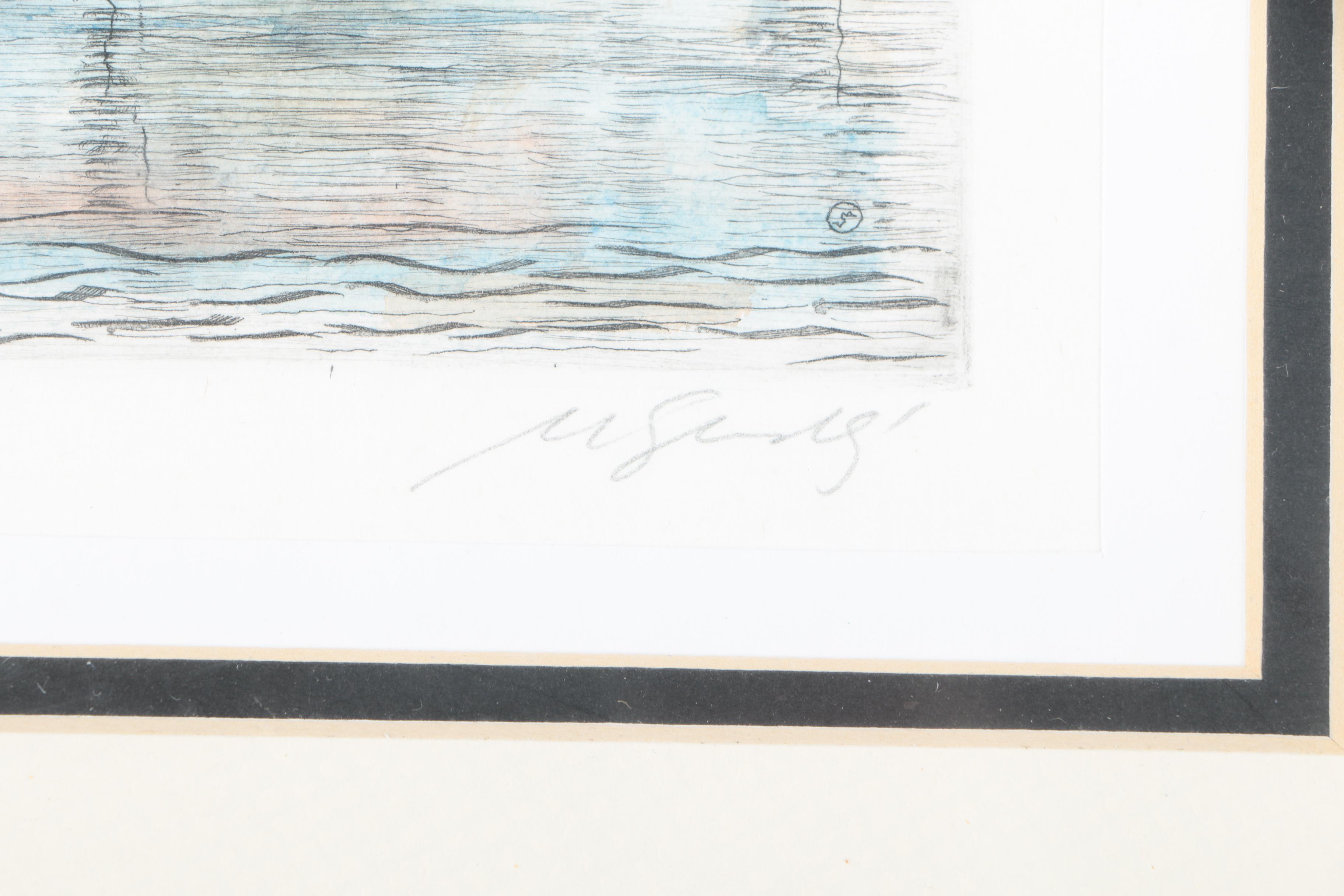 Hand Colored Prints of Vltava River and Charles Bridge