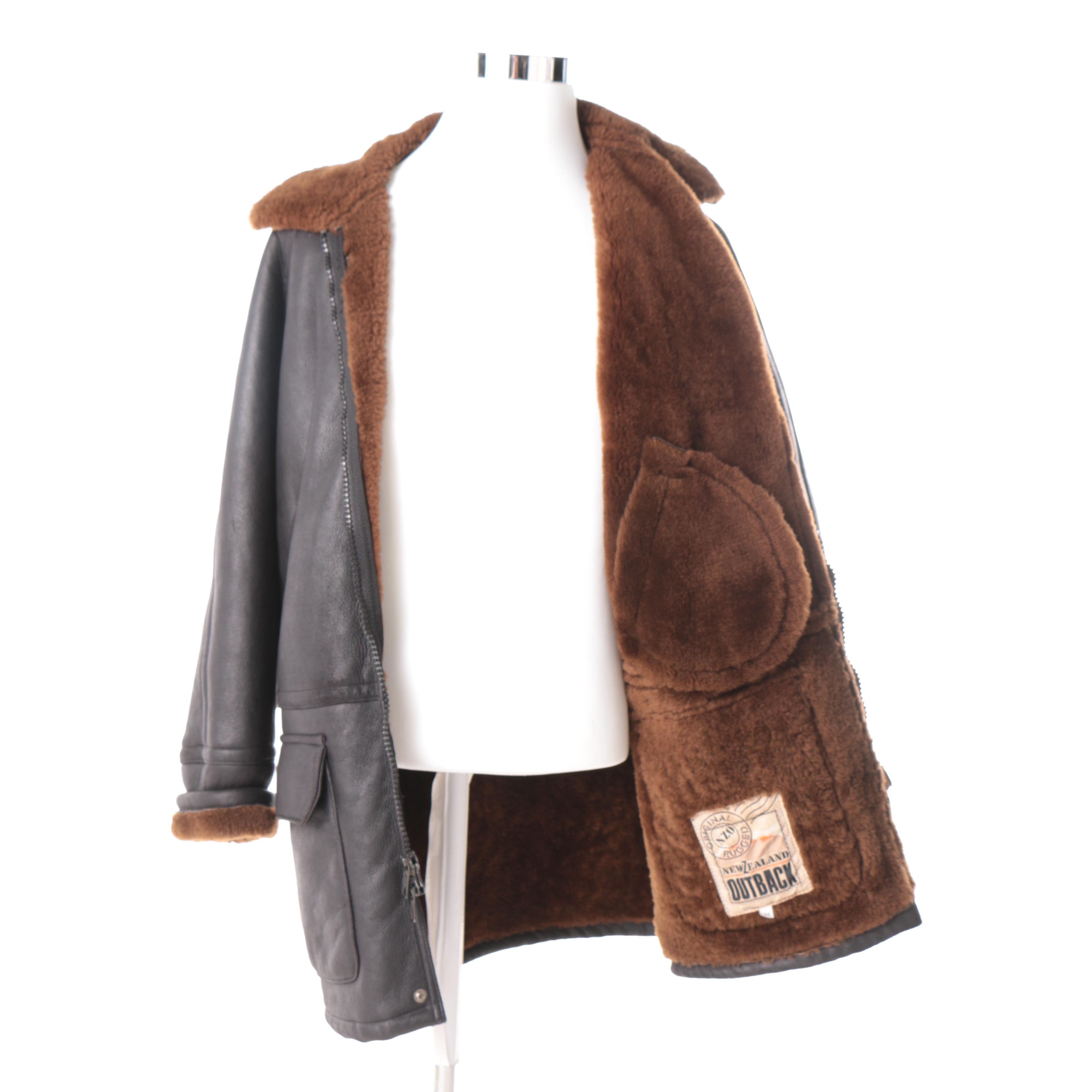 Men's Leather and Faux Fur Jacket By New Zealand Outback