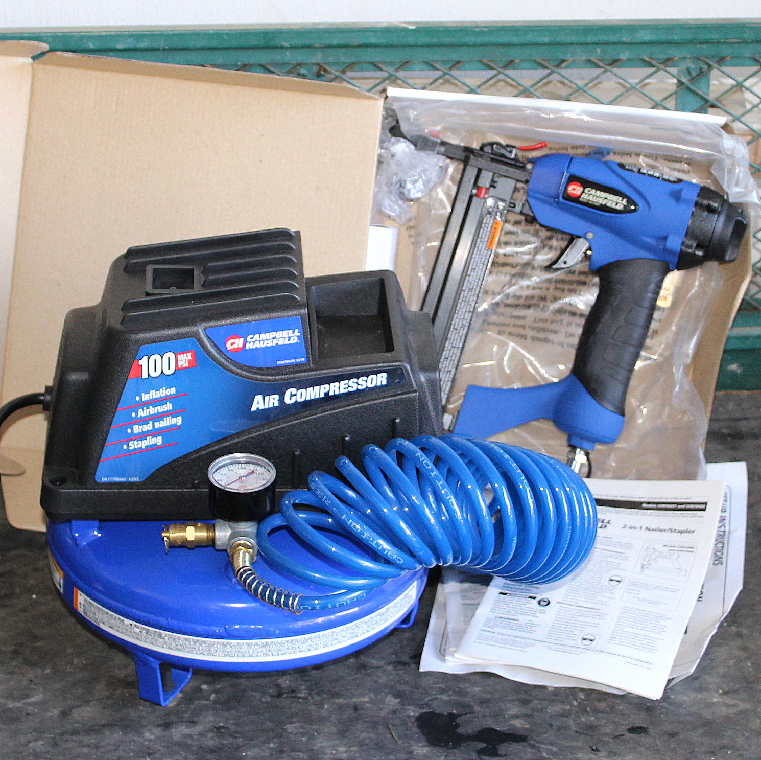 Campbell Hausfeld Air Compressor and Nail/Staple Gun