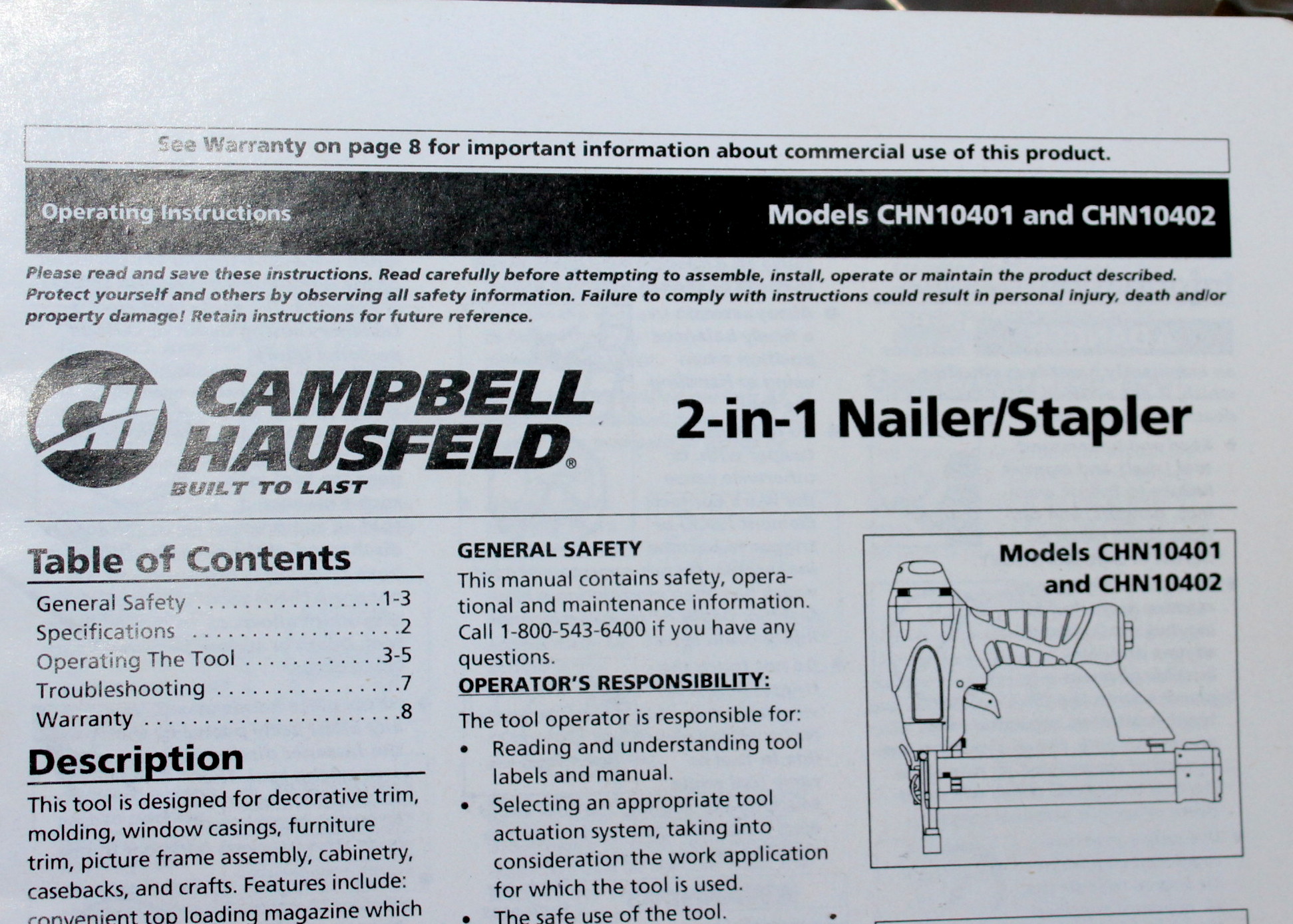 Campbell Hausfeld Air Compressor and Nail/Staple Gun