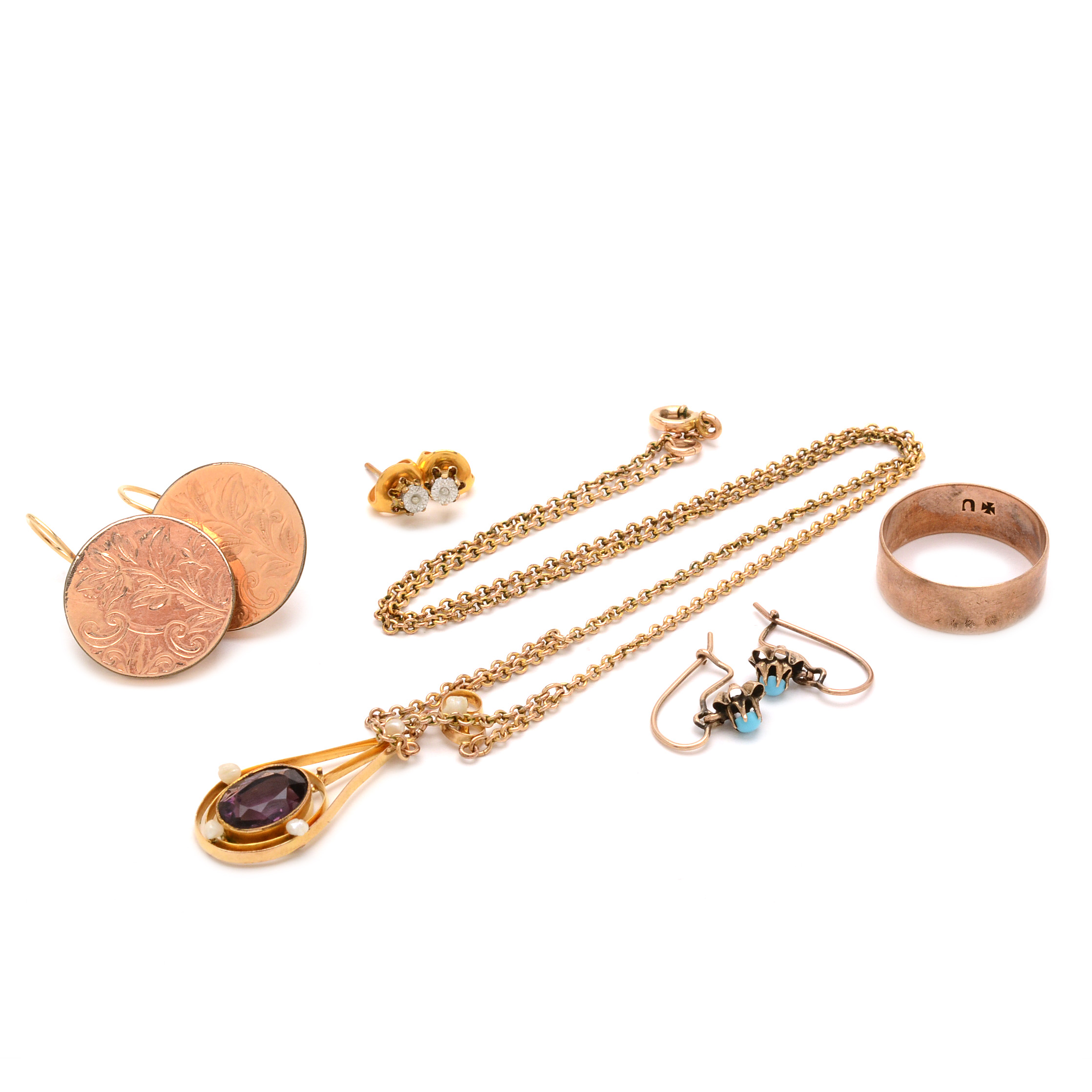 Gold Filled Jewelry and Macle Diamond Stud Earrings