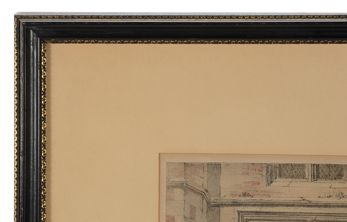 Antique 1869 Stone Lithographic Book Title Plate "The Mansions of England in the Olden Time" by Joseph Nash