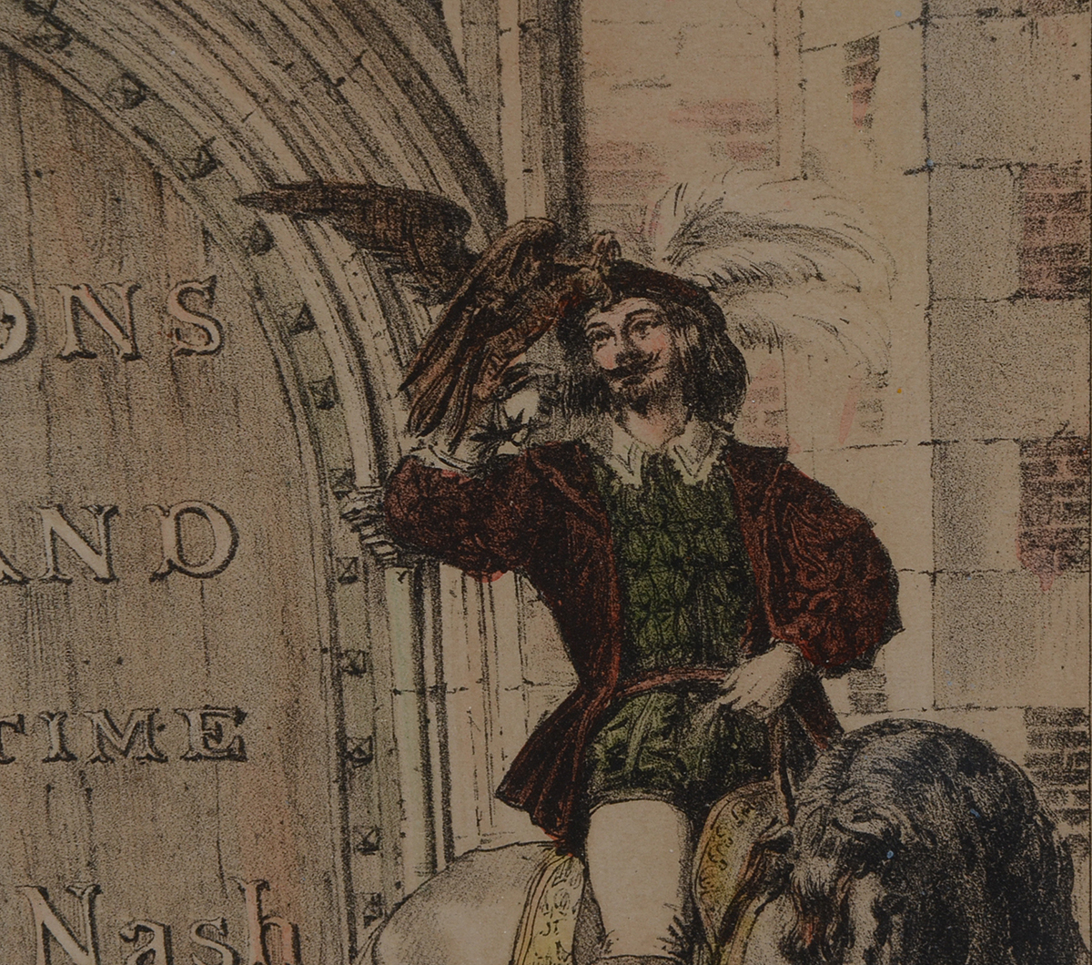 Antique 1869 Stone Lithographic Book Title Plate "The Mansions of England in the Olden Time" by Joseph Nash