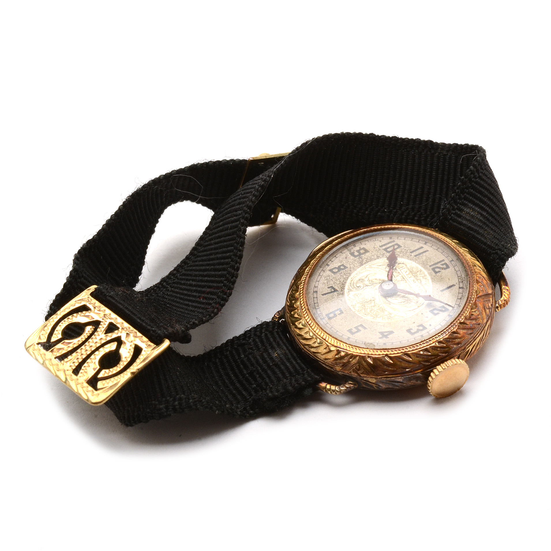 Vintage 14K Yellow Gold Hallmark Blancpain Watch on Black Ribbon