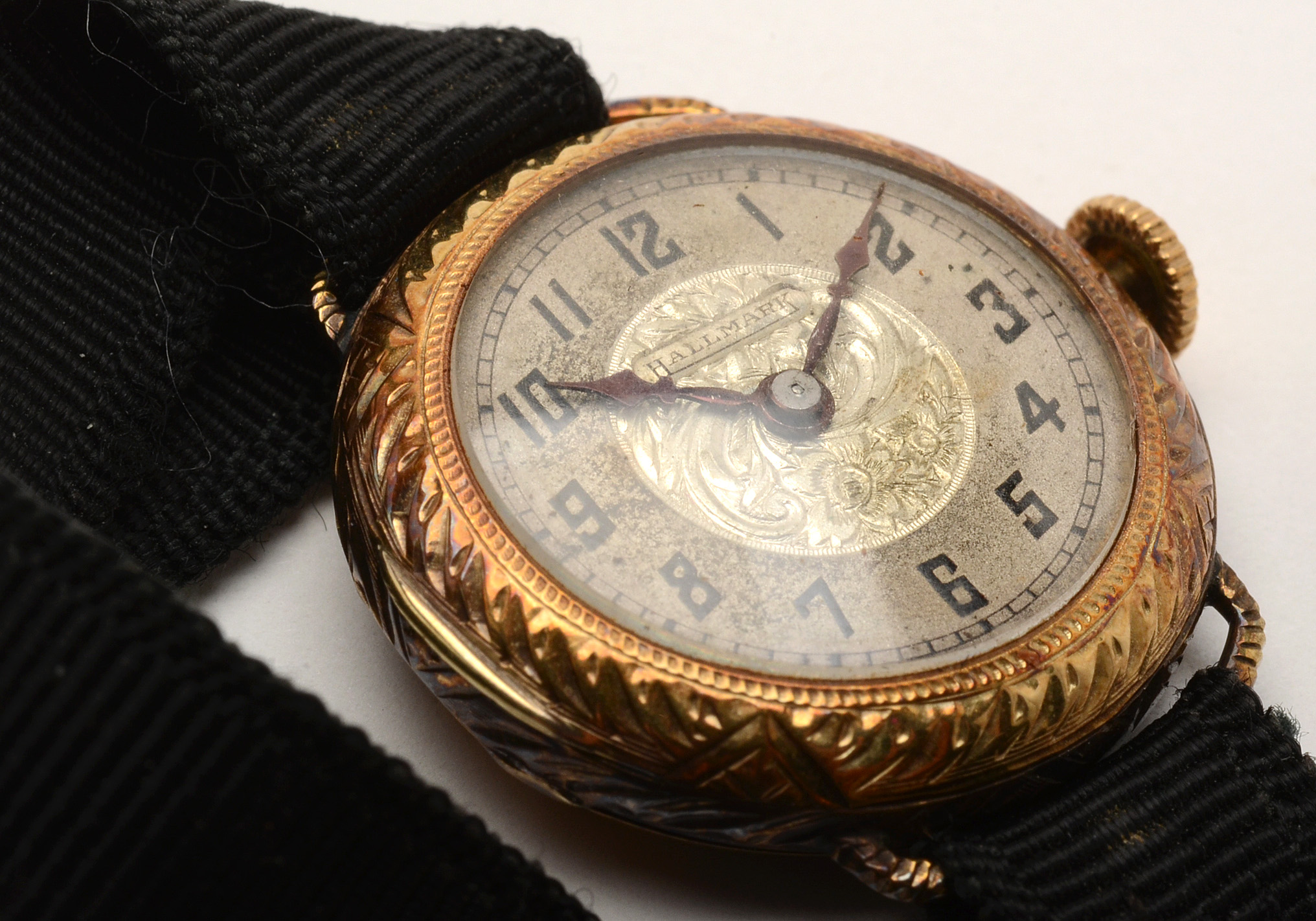 Vintage 14K Yellow Gold Hallmark Blancpain Watch on Black Ribbon