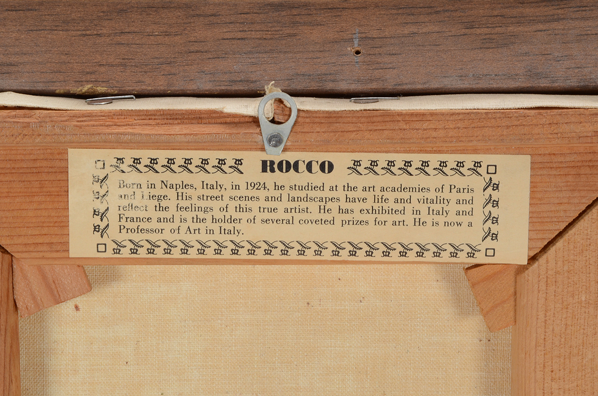 Rocco Signed Original Mid-Century Oil Street Scene on Canvas