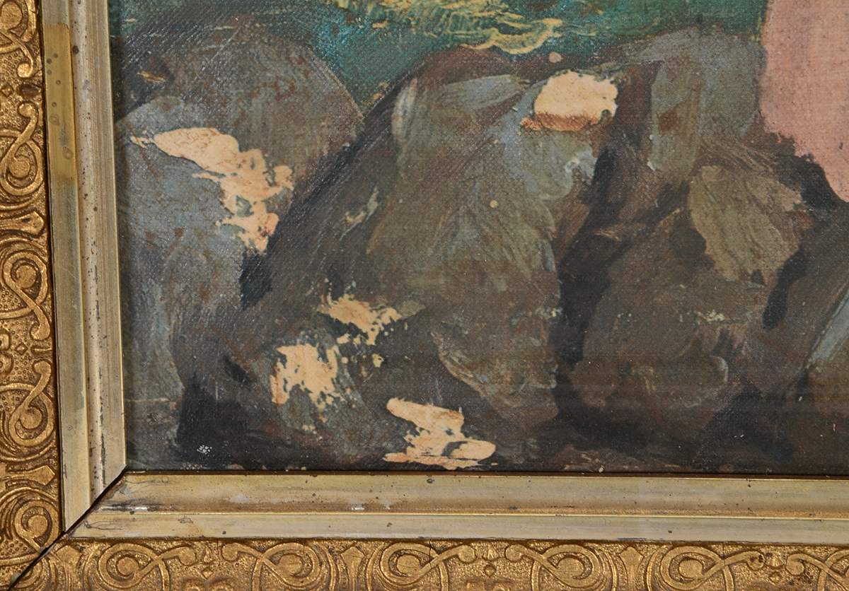 Offset Lithograph on Canvas of a Young Girl in Victorian Frame