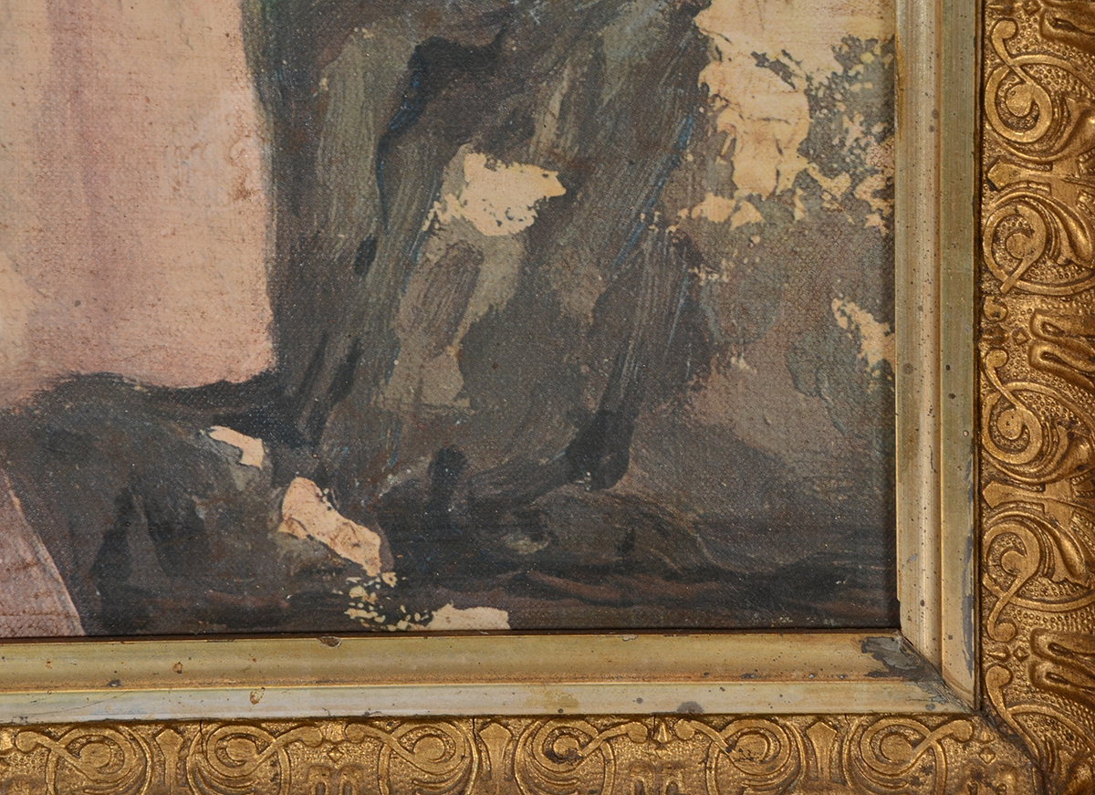 Offset Lithograph on Canvas of a Young Girl in Victorian Frame