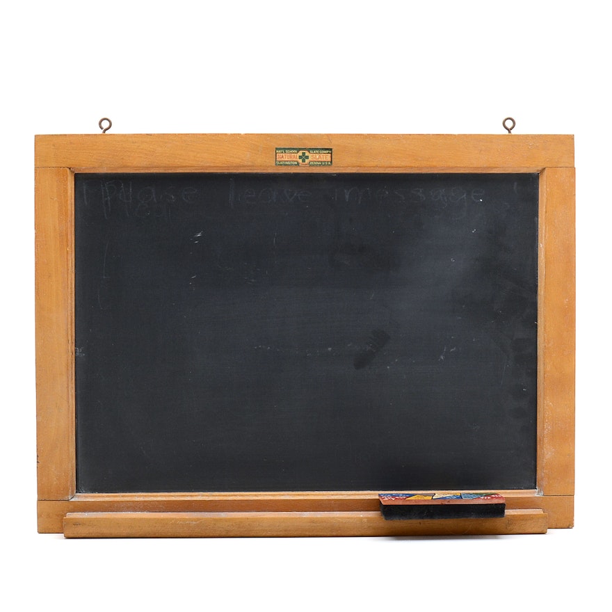 Vintage Framed Slate Chalkboard with Eraser