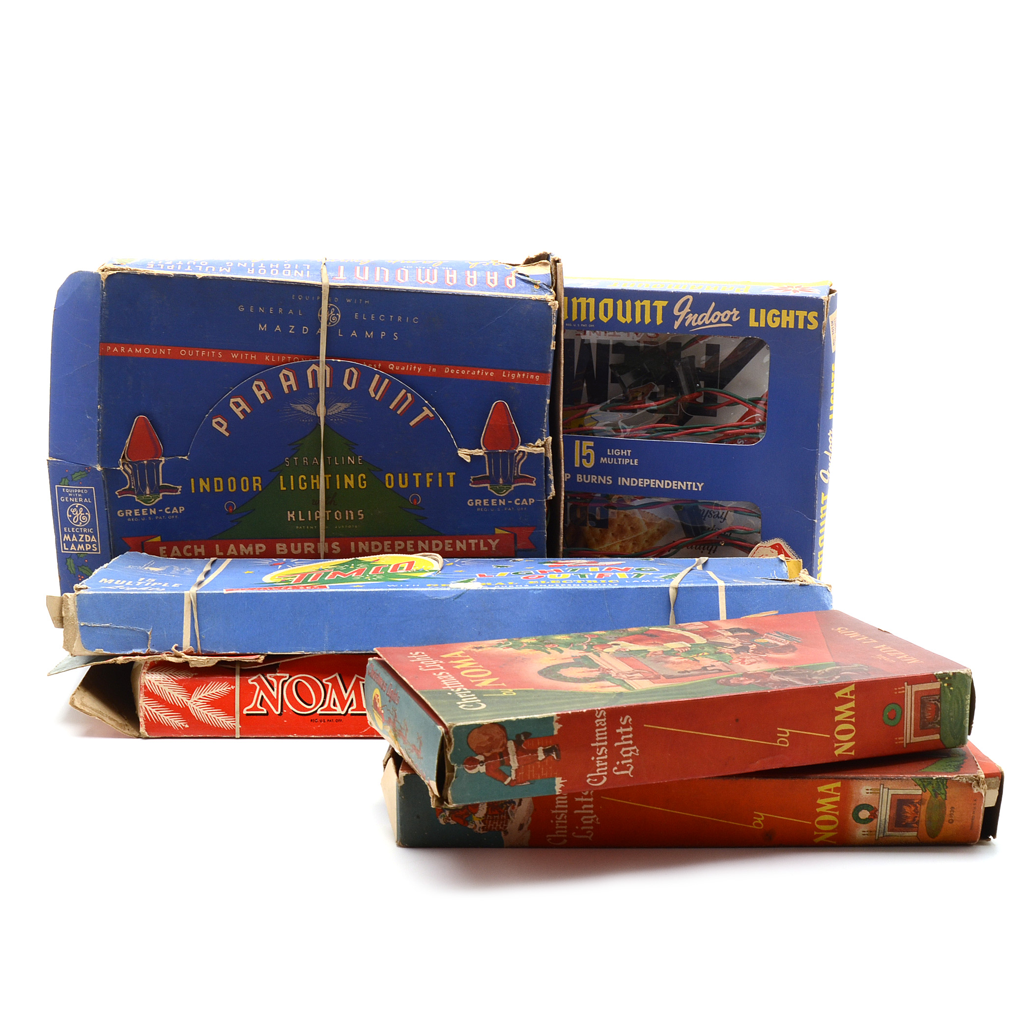 Vintage Strands of Christmas Lights Including Noma