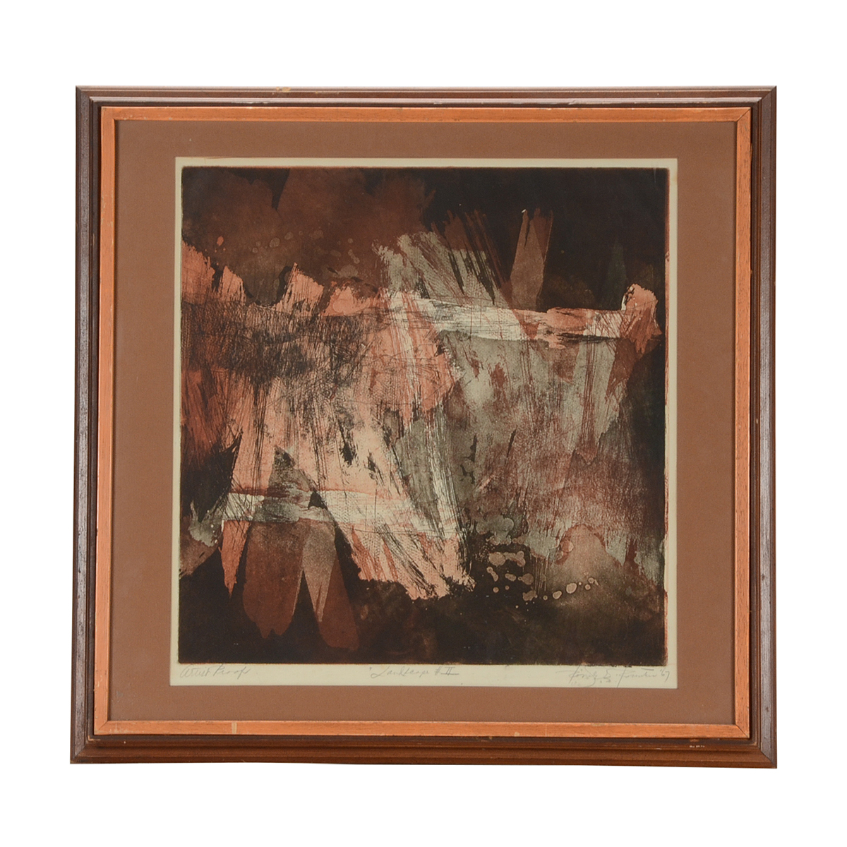 Signed Artist's Proof Abstracted Aquatint Etching "Lanscape #II"