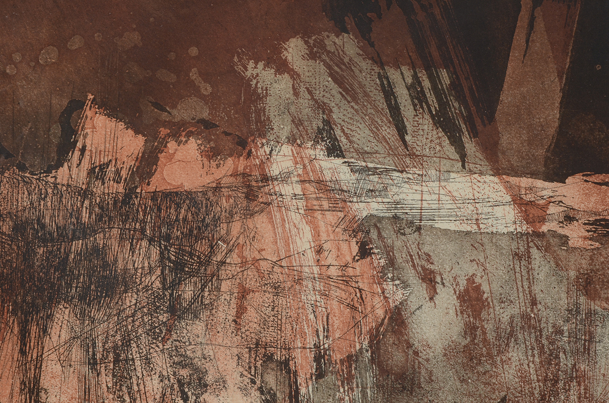 Signed Artist's Proof Abstracted Aquatint Etching "Lanscape #II"