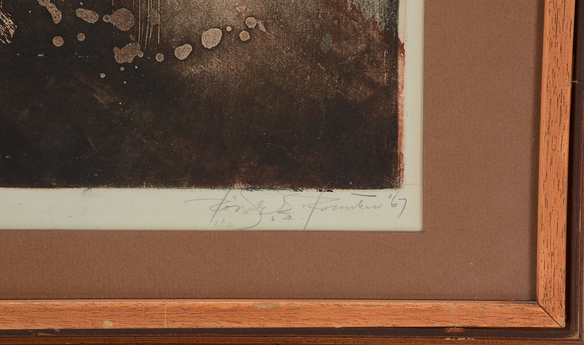 Signed Artist's Proof Abstracted Aquatint Etching "Lanscape #II"