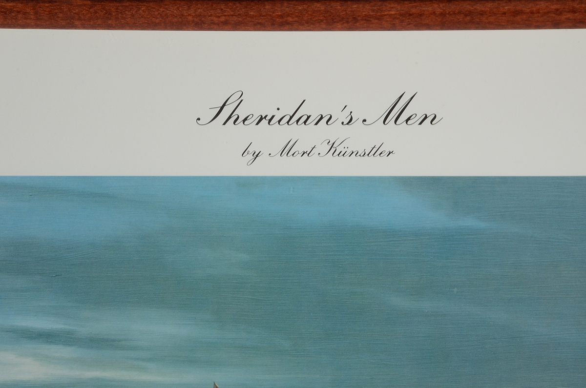 Display of Civil War-Themed Postage Stamps and Offset Lithographic Reproduction after Mort Künstler's "Sheridan's Men"