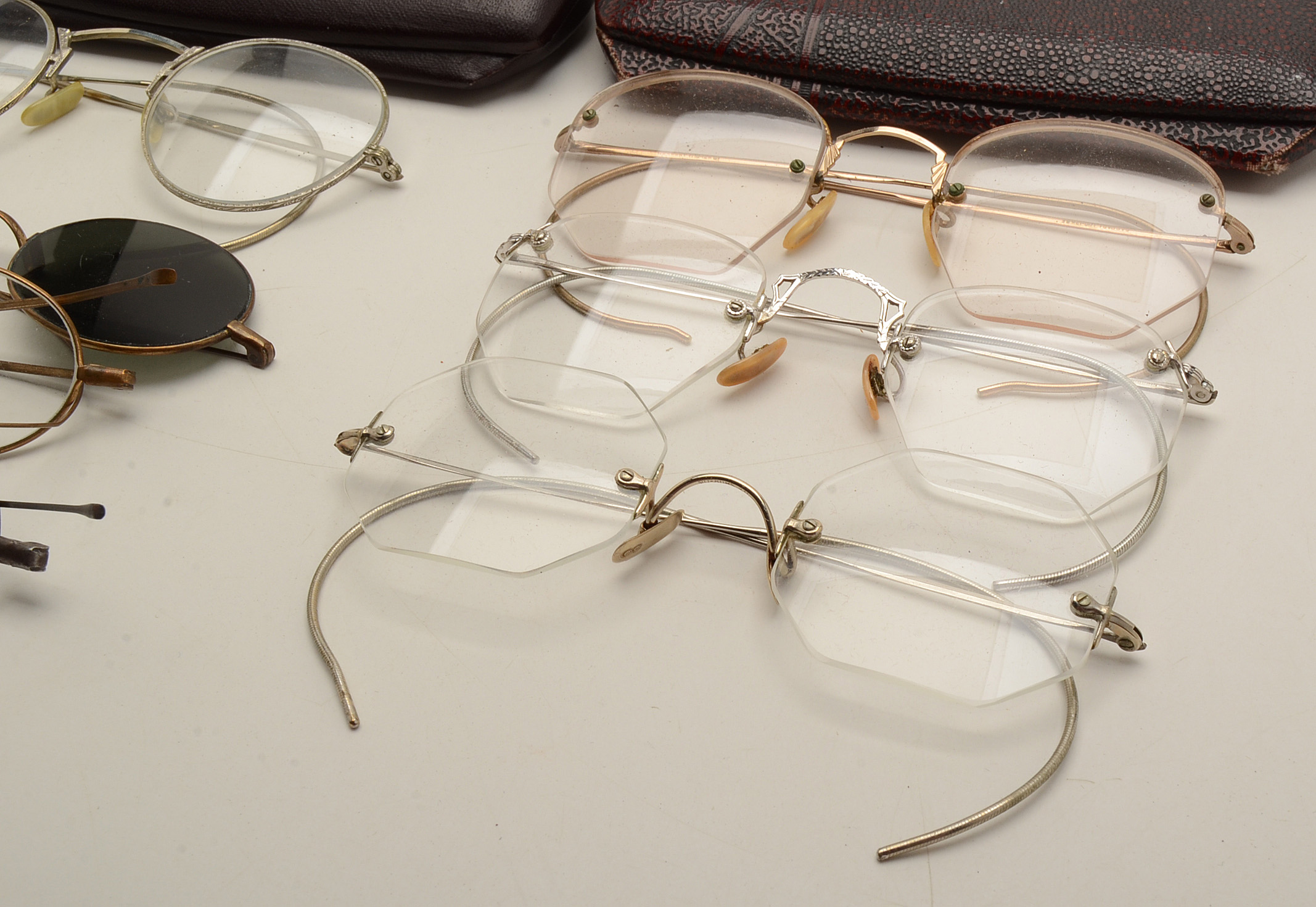 Collection of Vintage to Antique Glasses and Cases