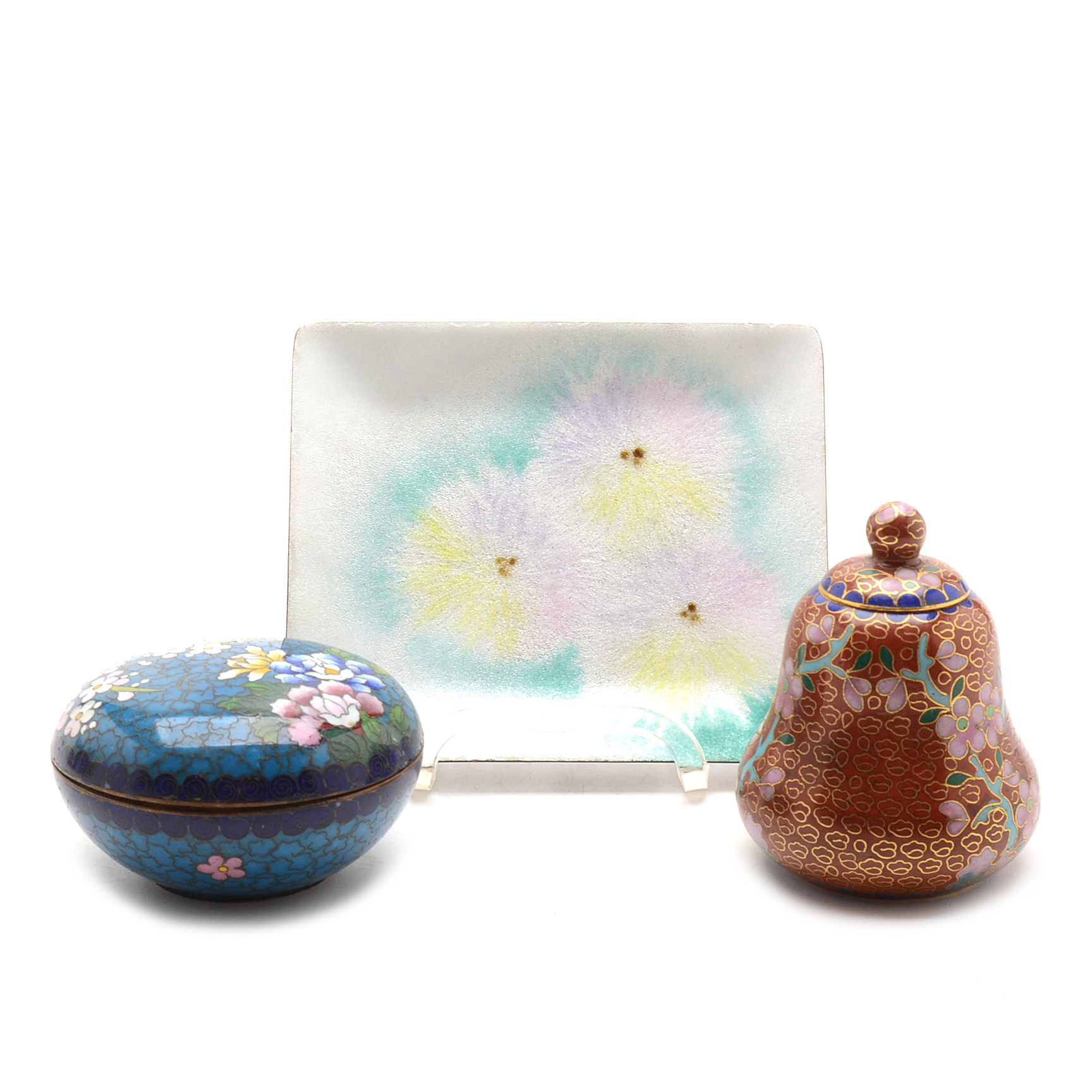 Collection of Cloisonné Trinket Boxes and Tray