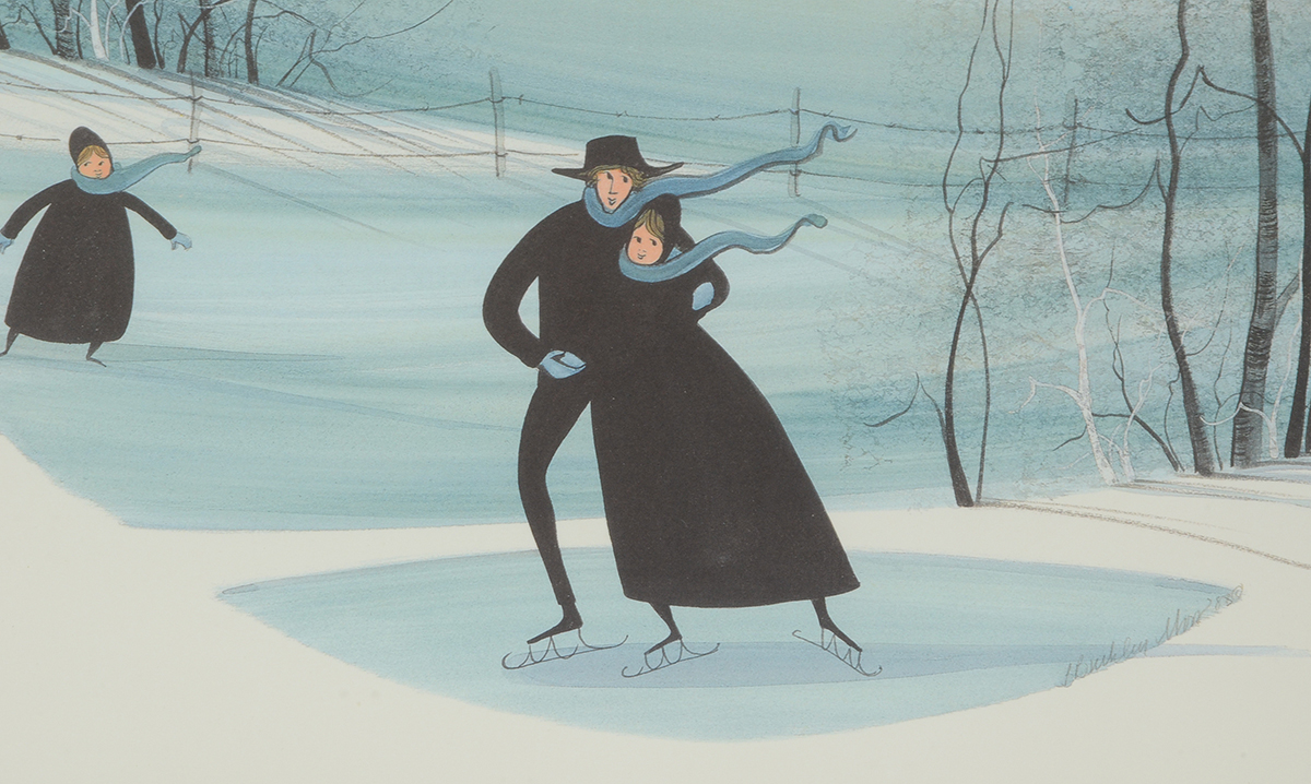 P. Buckley Moss Signed Limited Edition Offset Lithograph "Skating Couple"