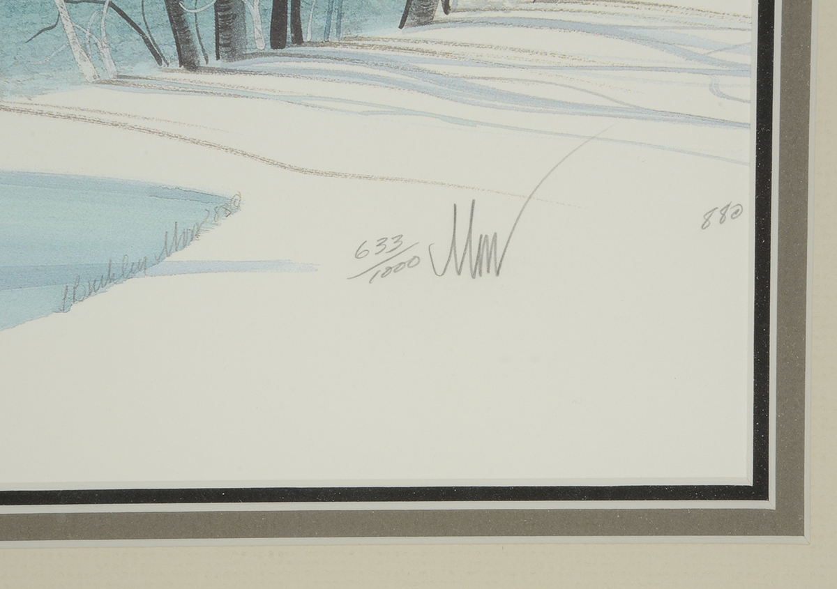 P. Buckley Moss Signed Limited Edition Offset Lithograph "Skating Couple"