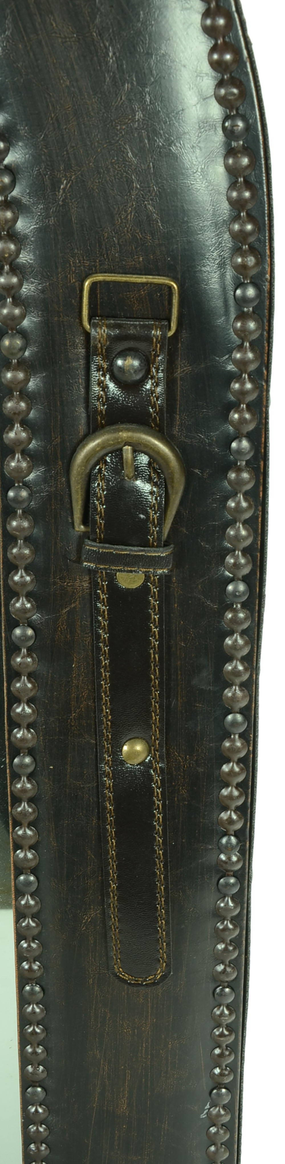 Arched Mirror with Studded Leather Frame