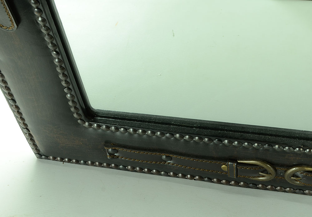 Arched Mirror with Studded Leather Frame