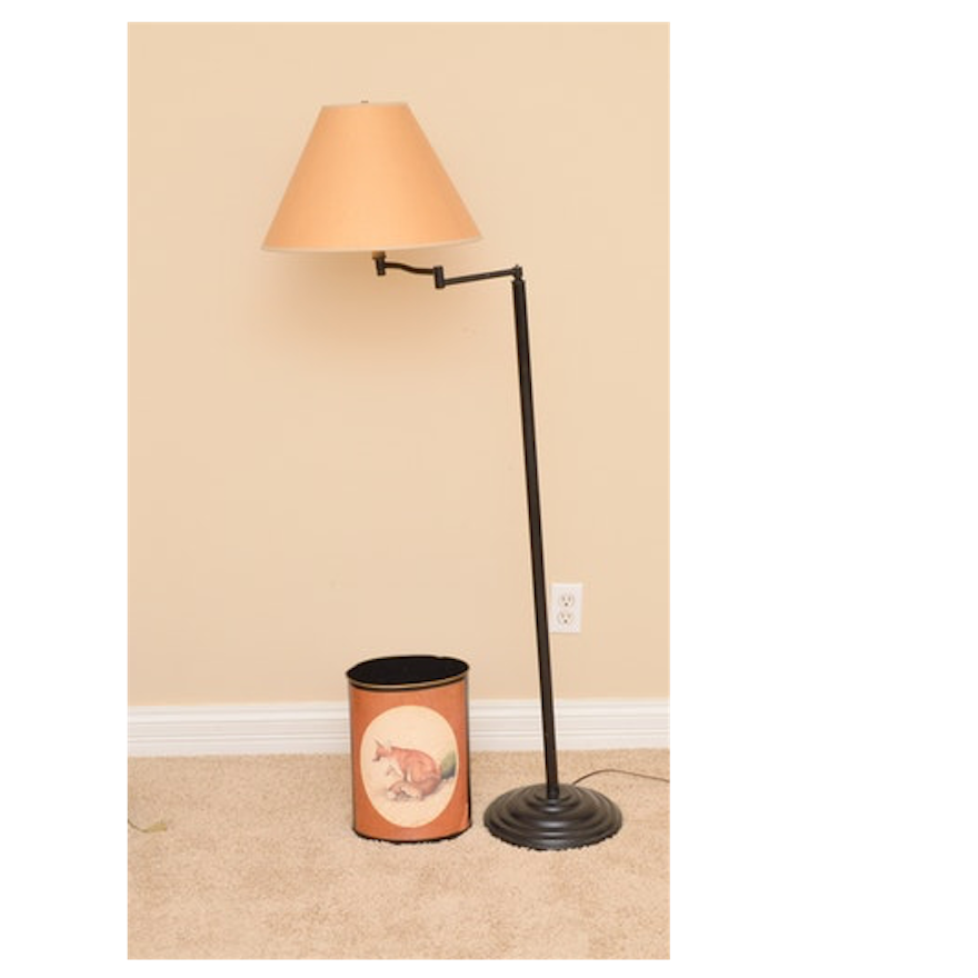 Standing Floor Lamp and Fox Themed Waste Basket
